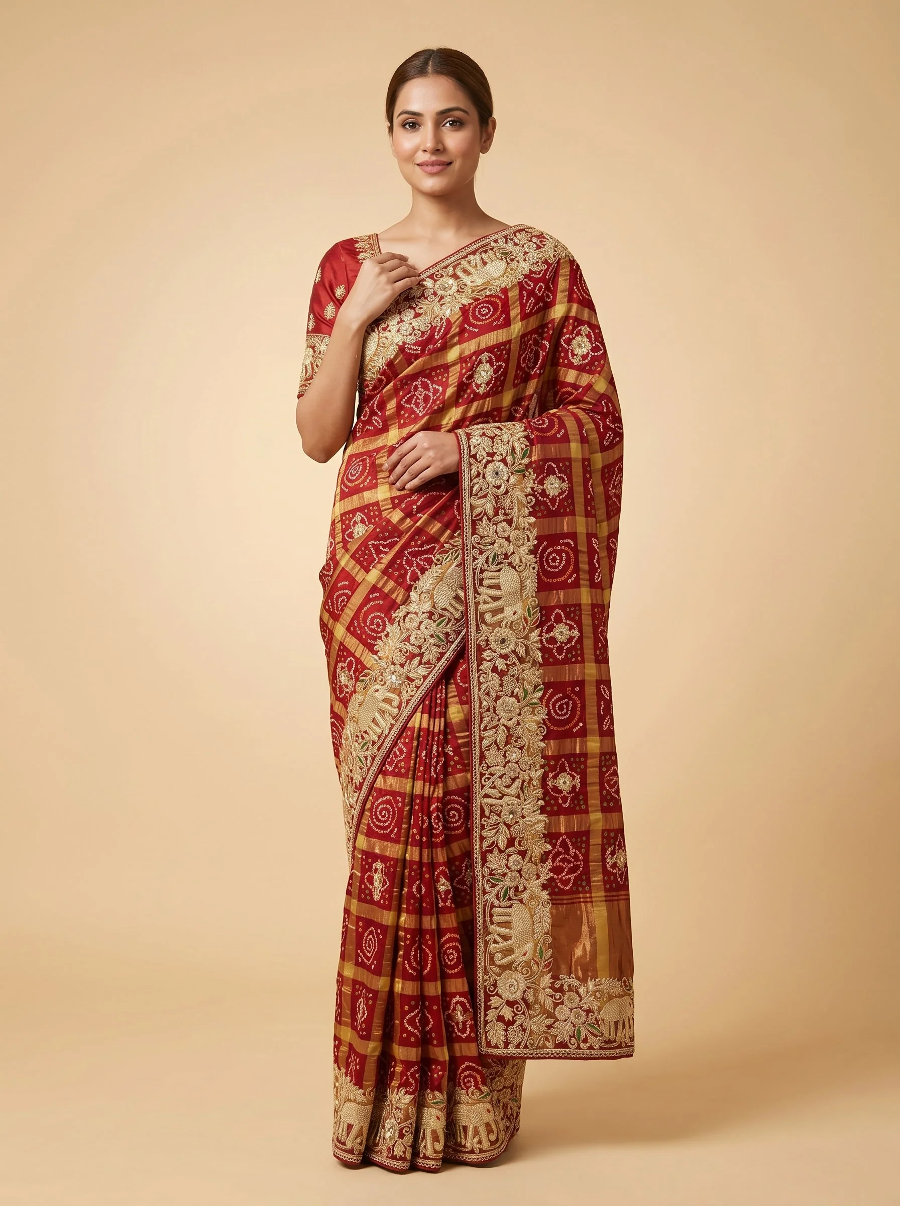 Maroon Deep Tone Embroidered Saree