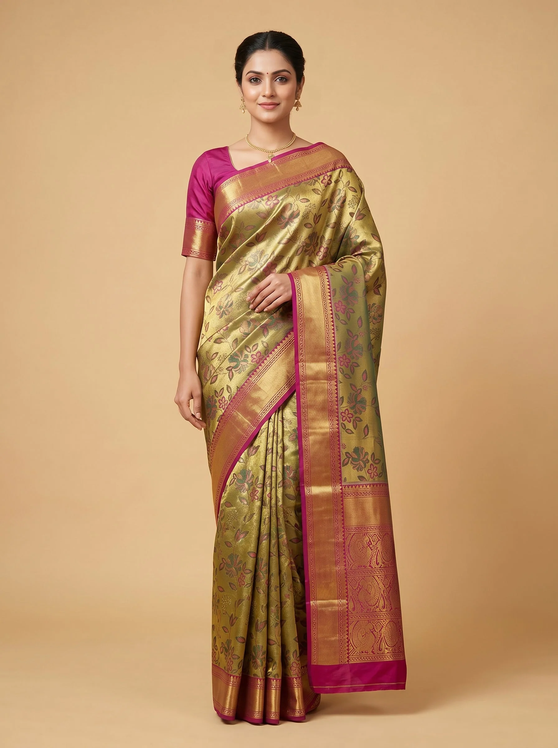 Maroon handloom saree with rich zari work