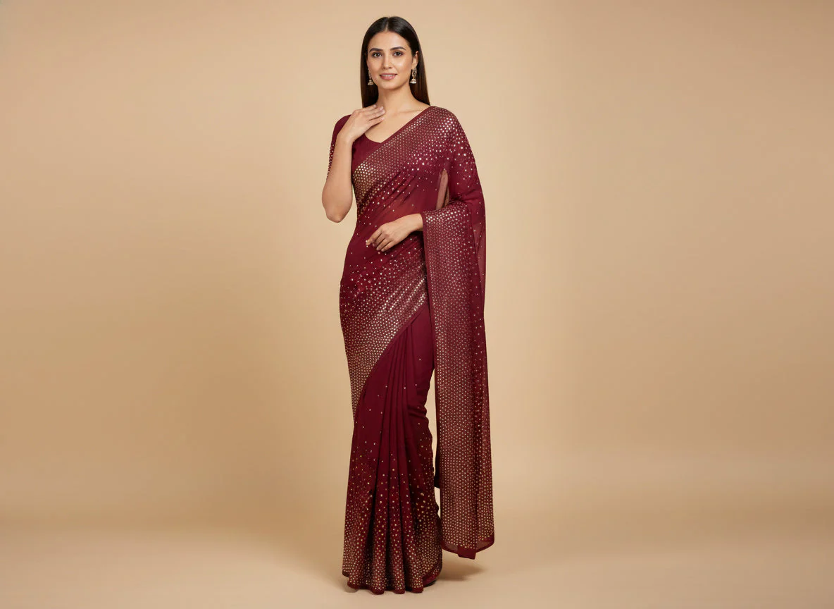 Maroon Opulent Embroidered Saree