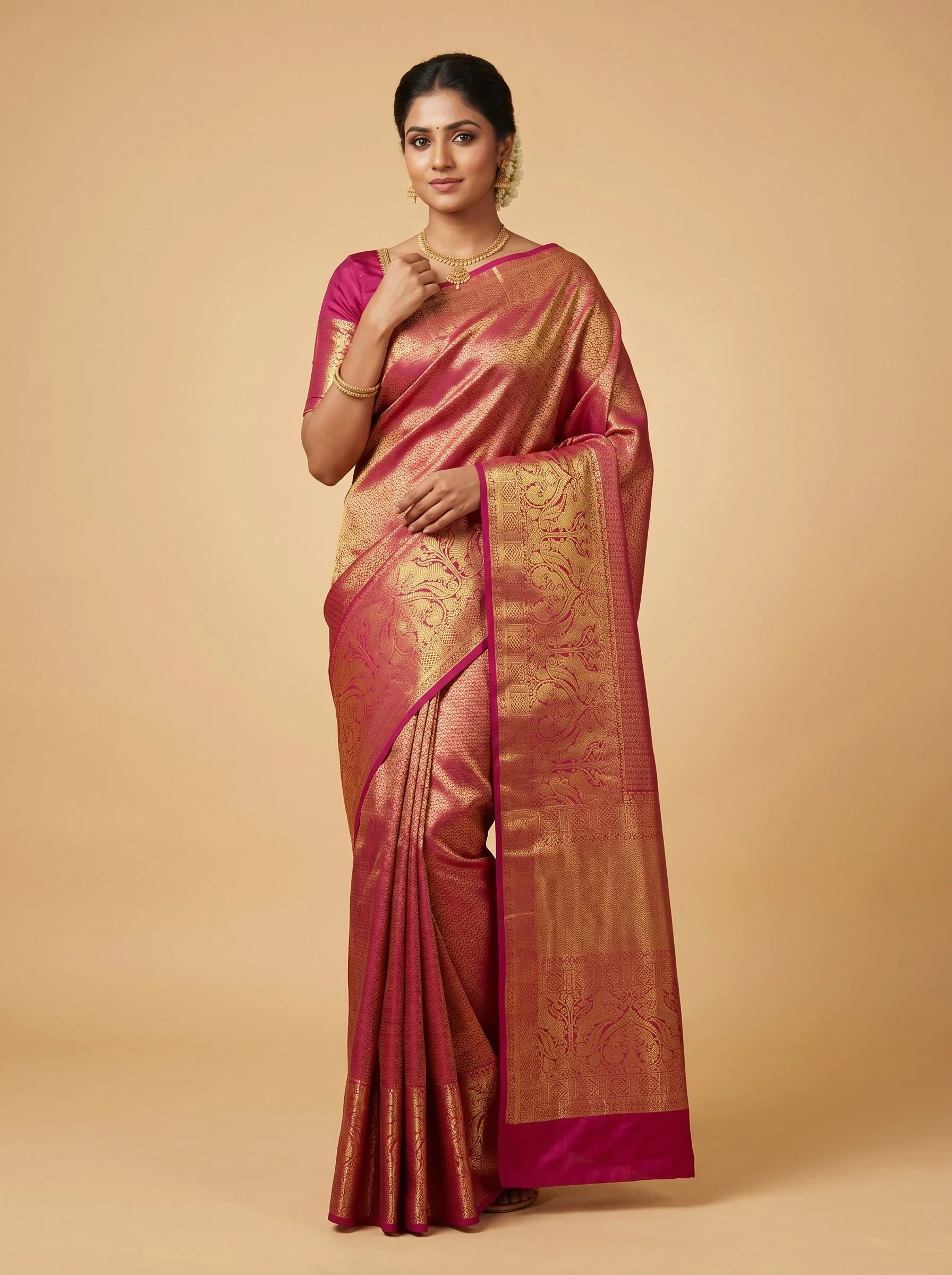 Maroon Plush Pattern Handloom Saree