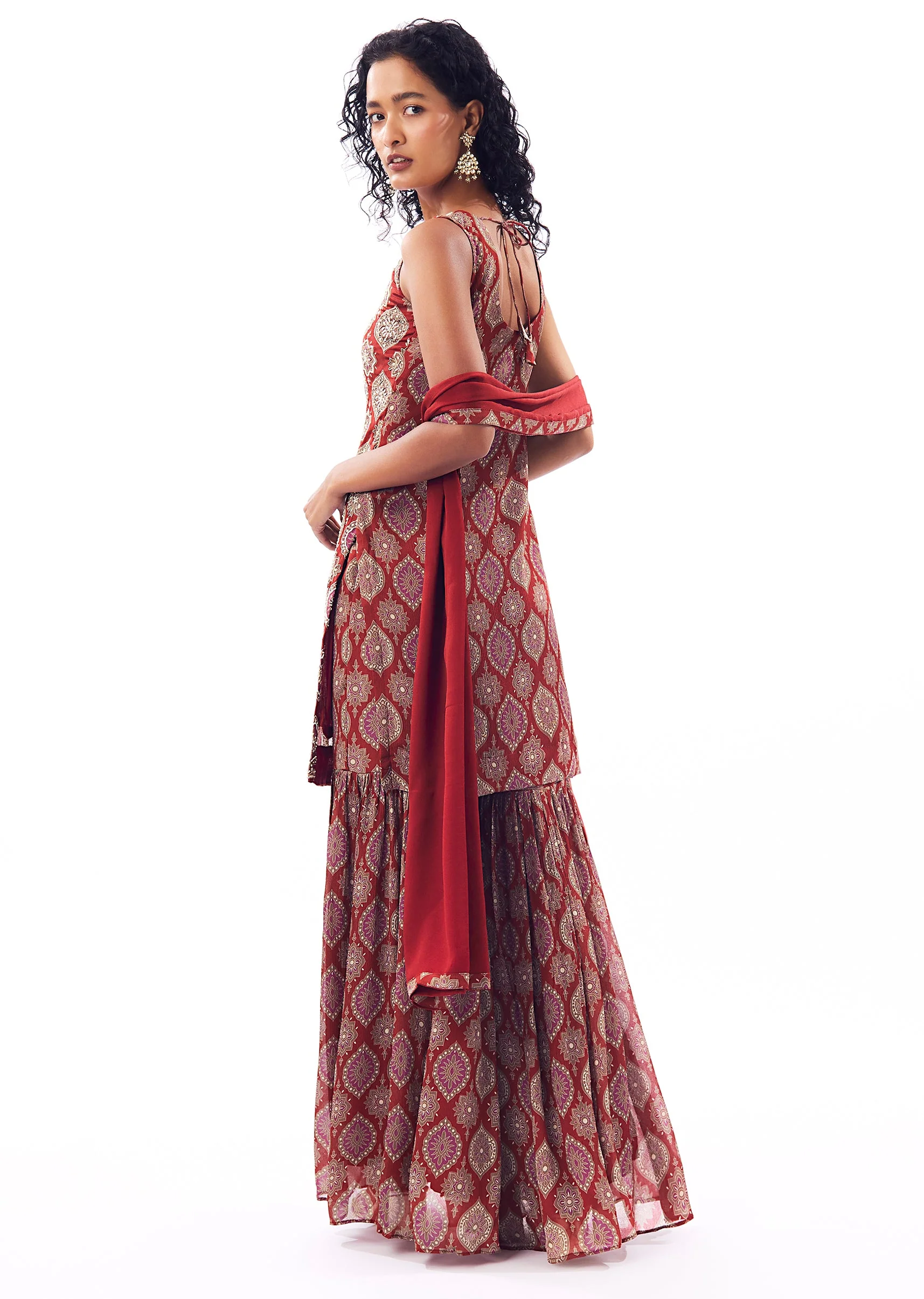 Maroon Printed Sharara Suit - Image 5