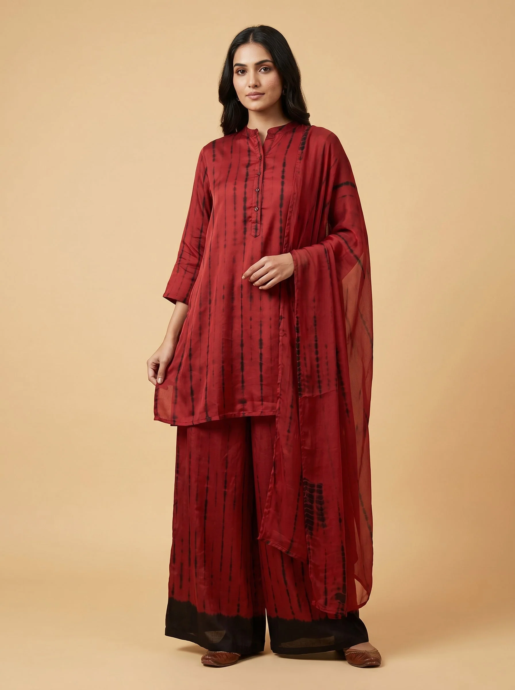 Maroon Rayon Straight Kurti Set