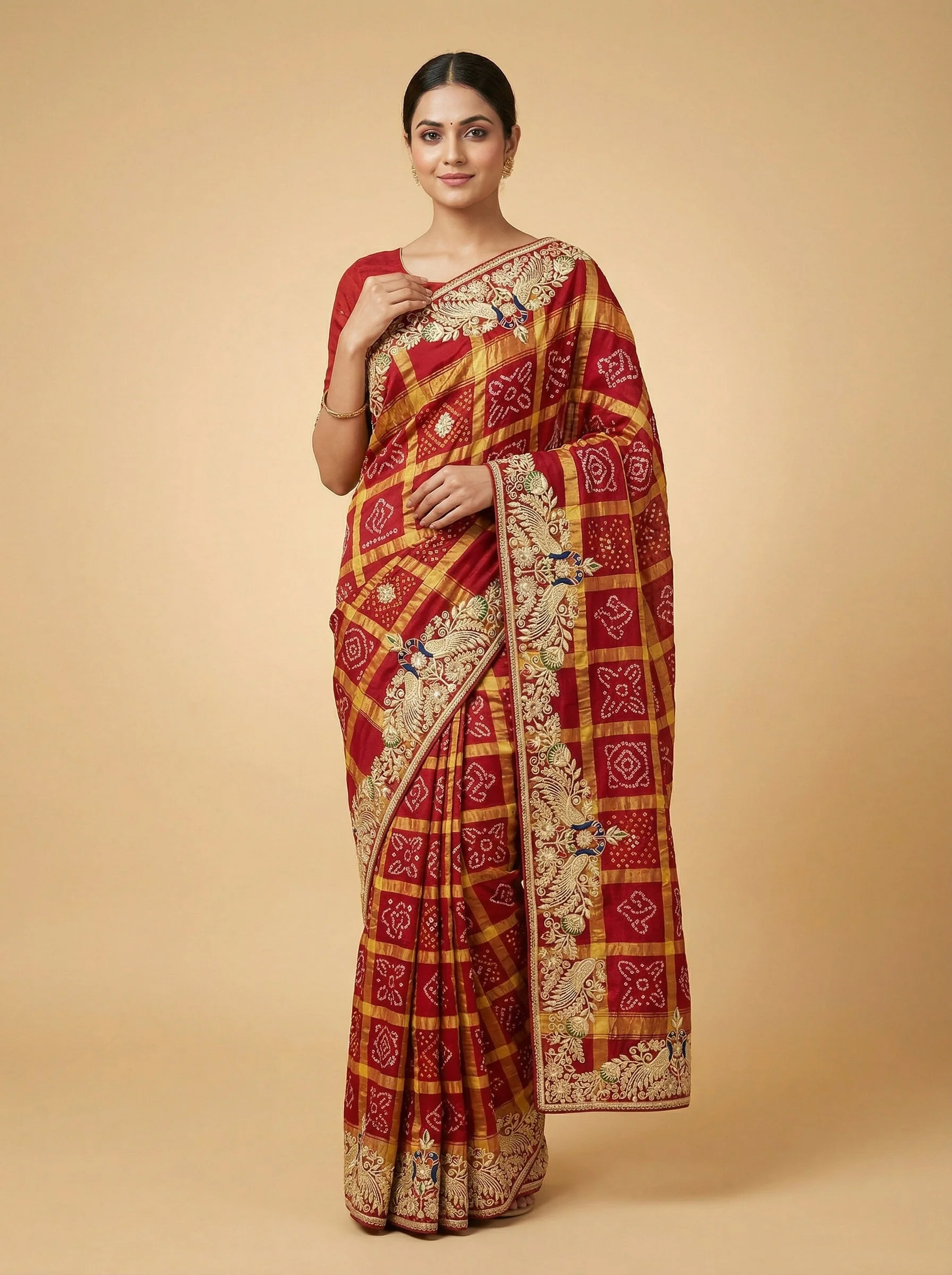 Maroon Velour Embroidered Saree
