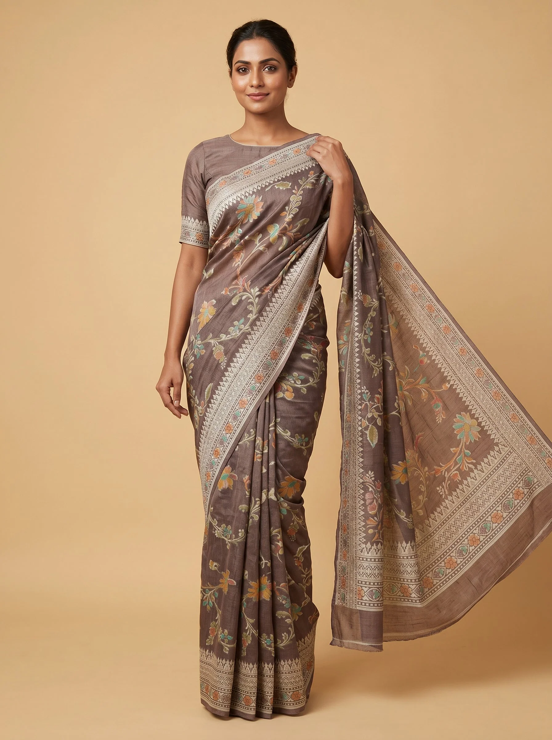 Mauve Dusty Weave Handloom Saree