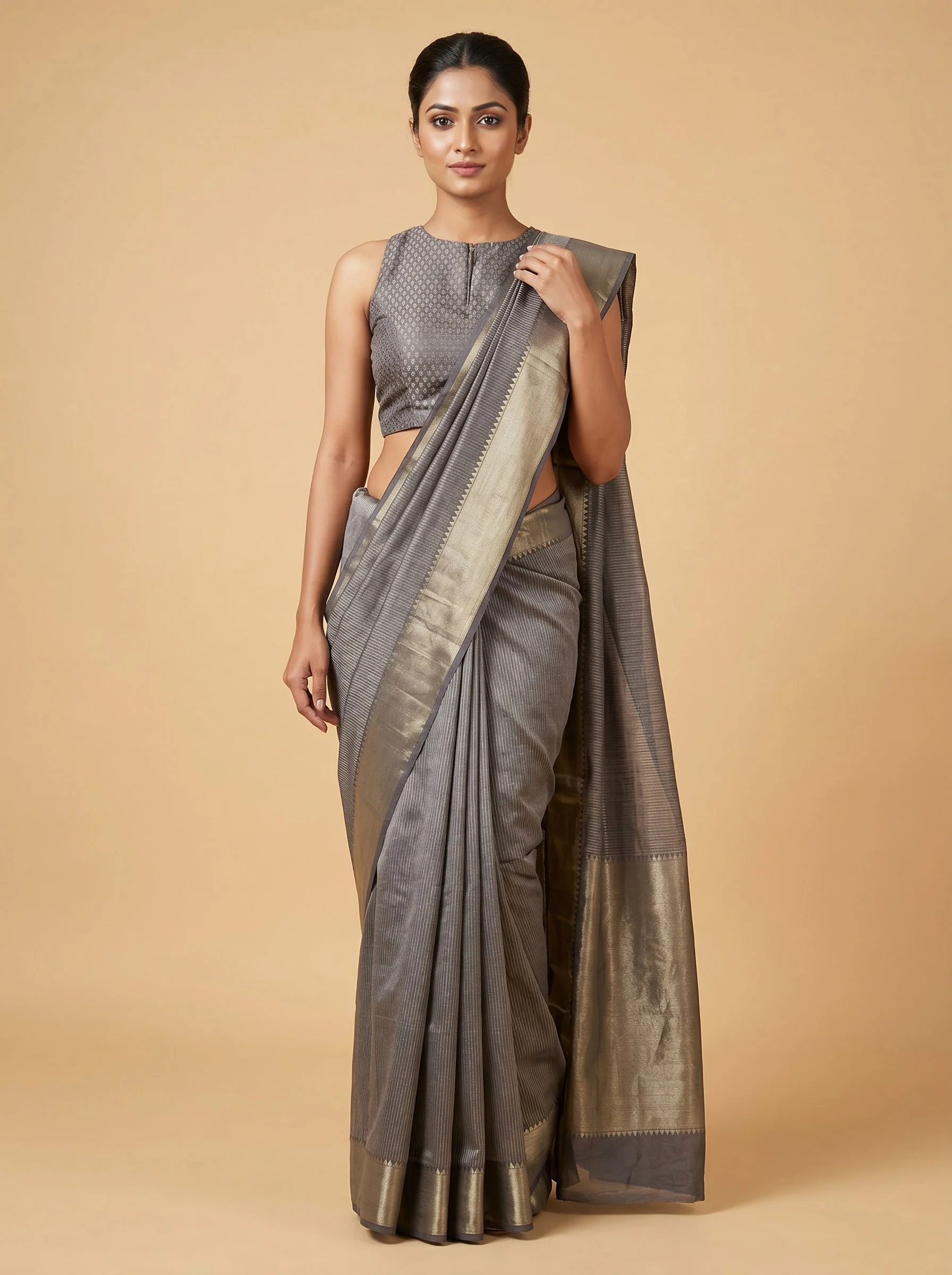 Mauve Powder Charm Embroidered Saree