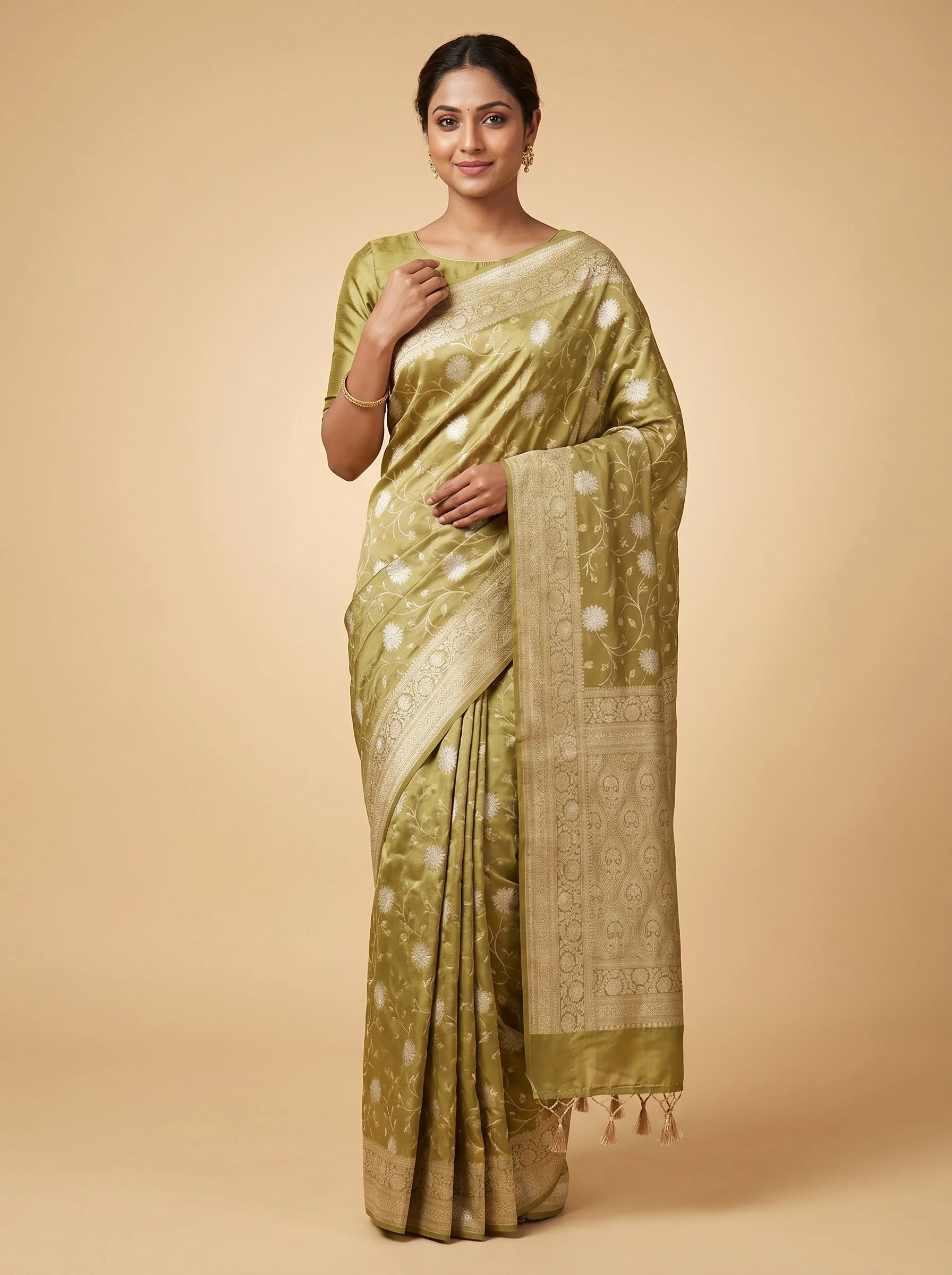 Mehendi Green Earth Veil Embroidered Saree