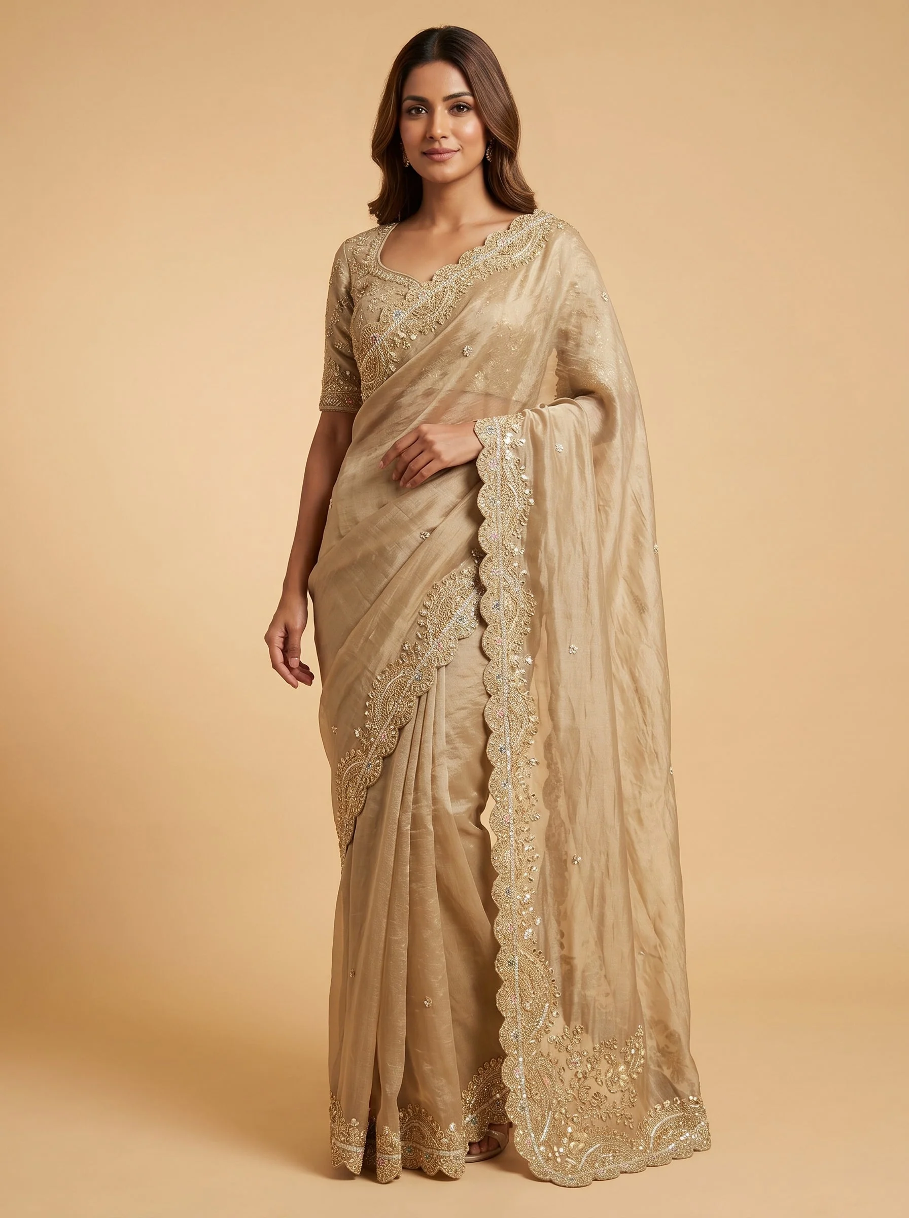 Mehendi Green Earthy Charm Embroidered Saree