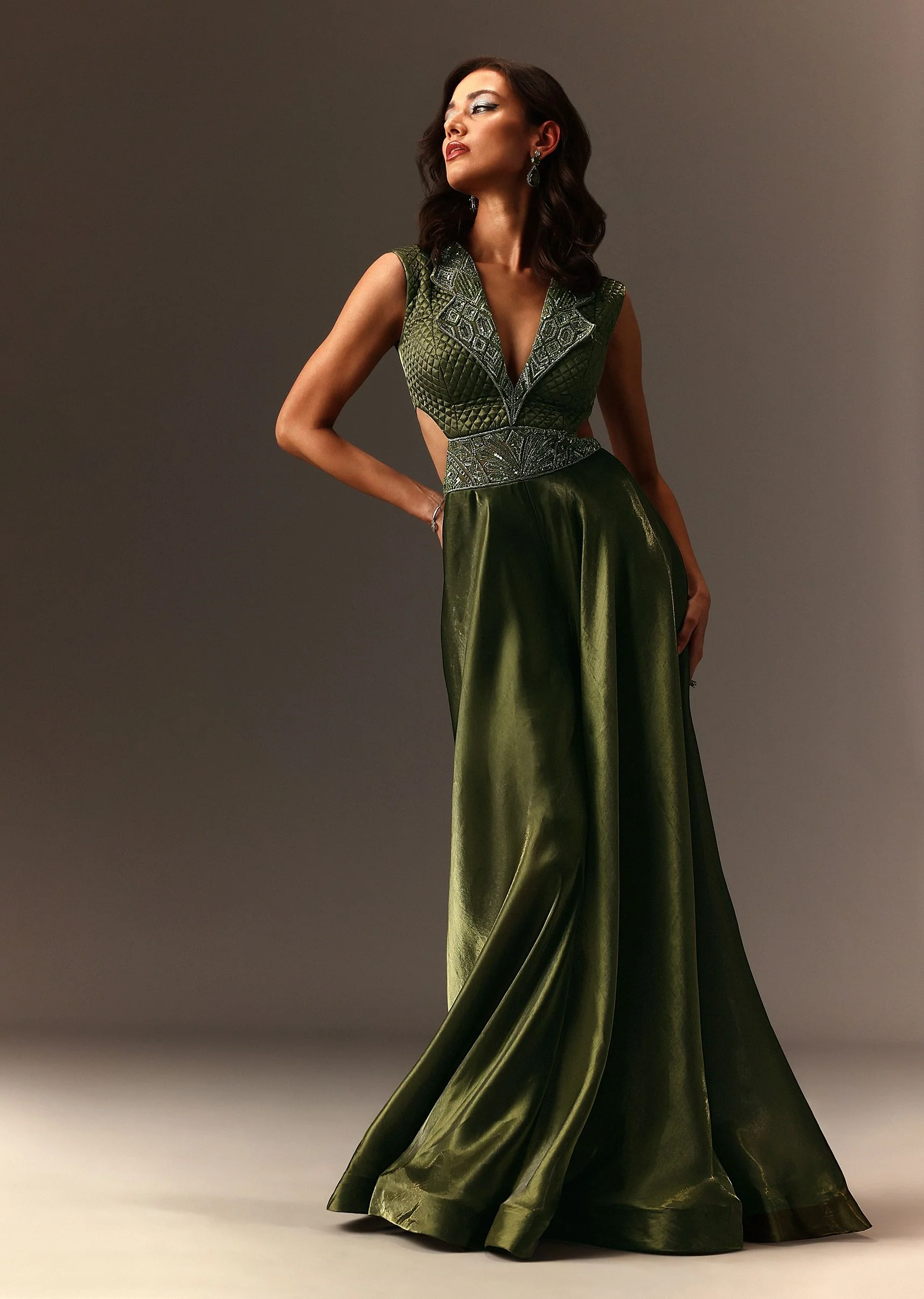 Mehendi Green Embroidered Jumpsuit - Image 8