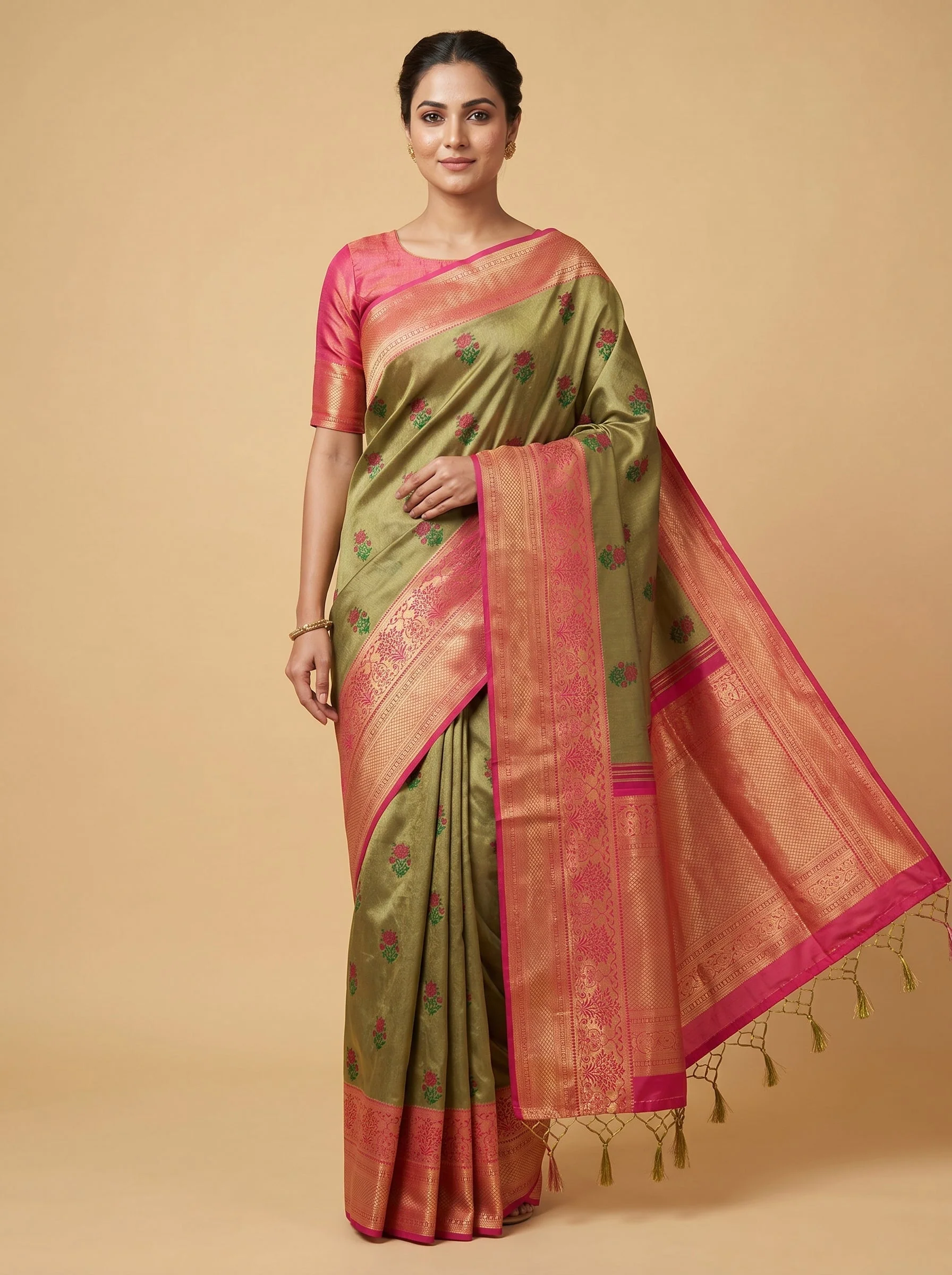 Mehendi Leaf Radiance Saree