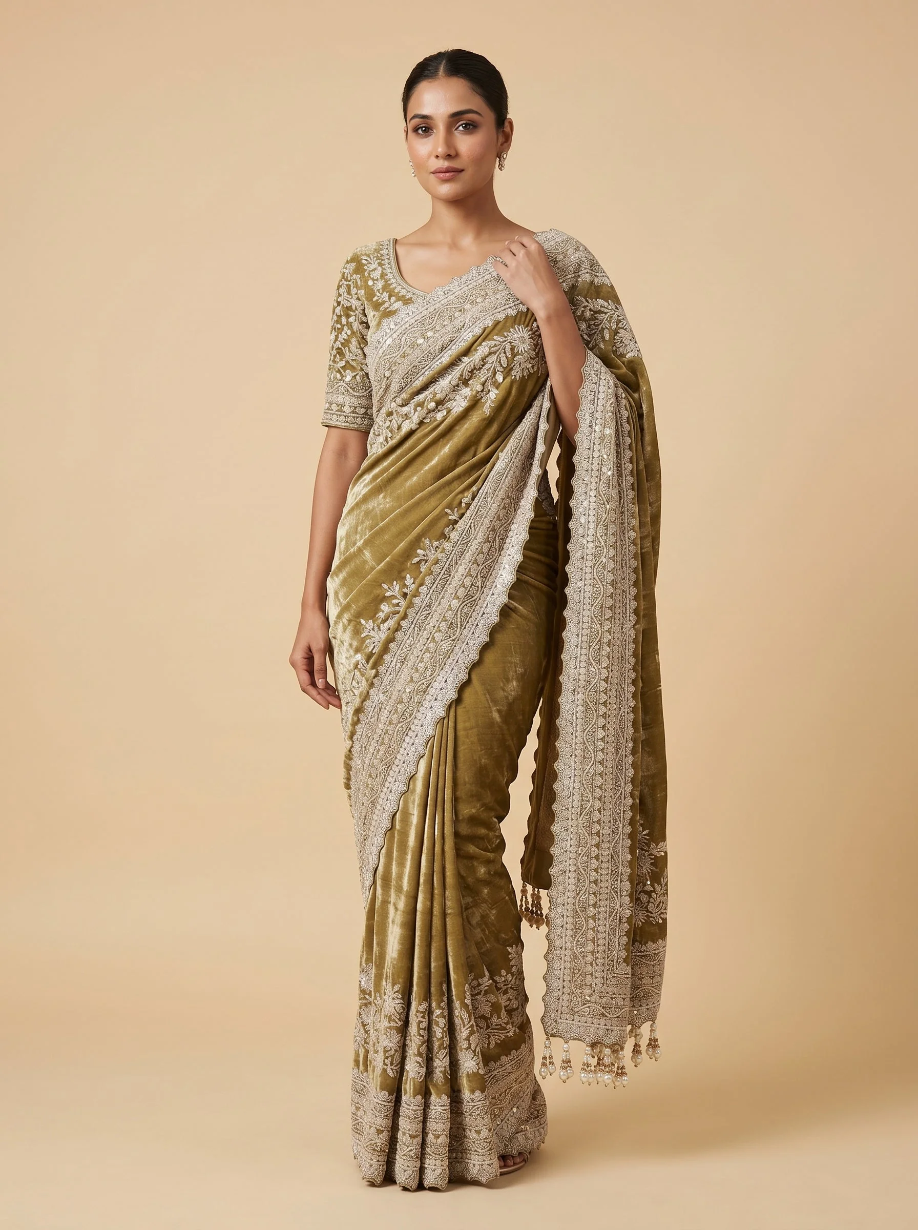 Mehendi Organic Embroidered Saree