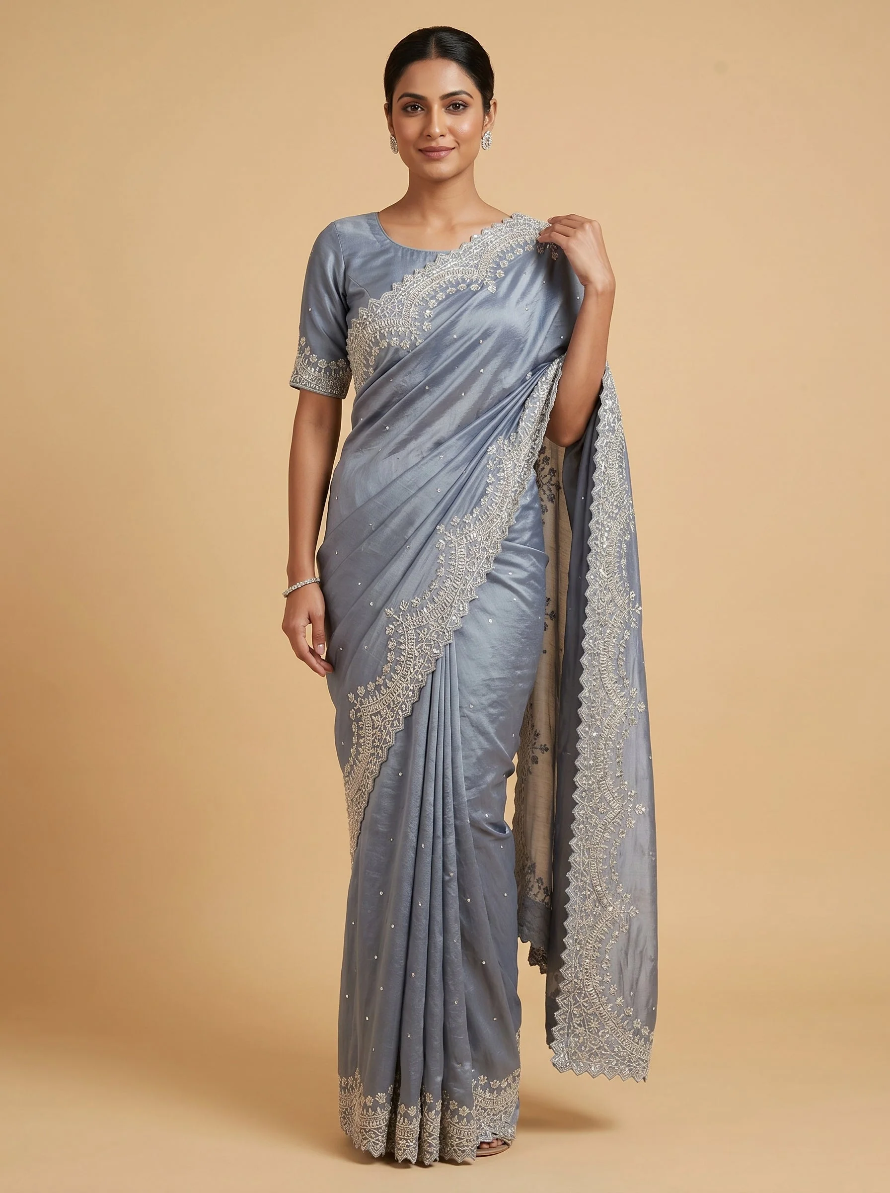 Midnight Blue Glow Saree