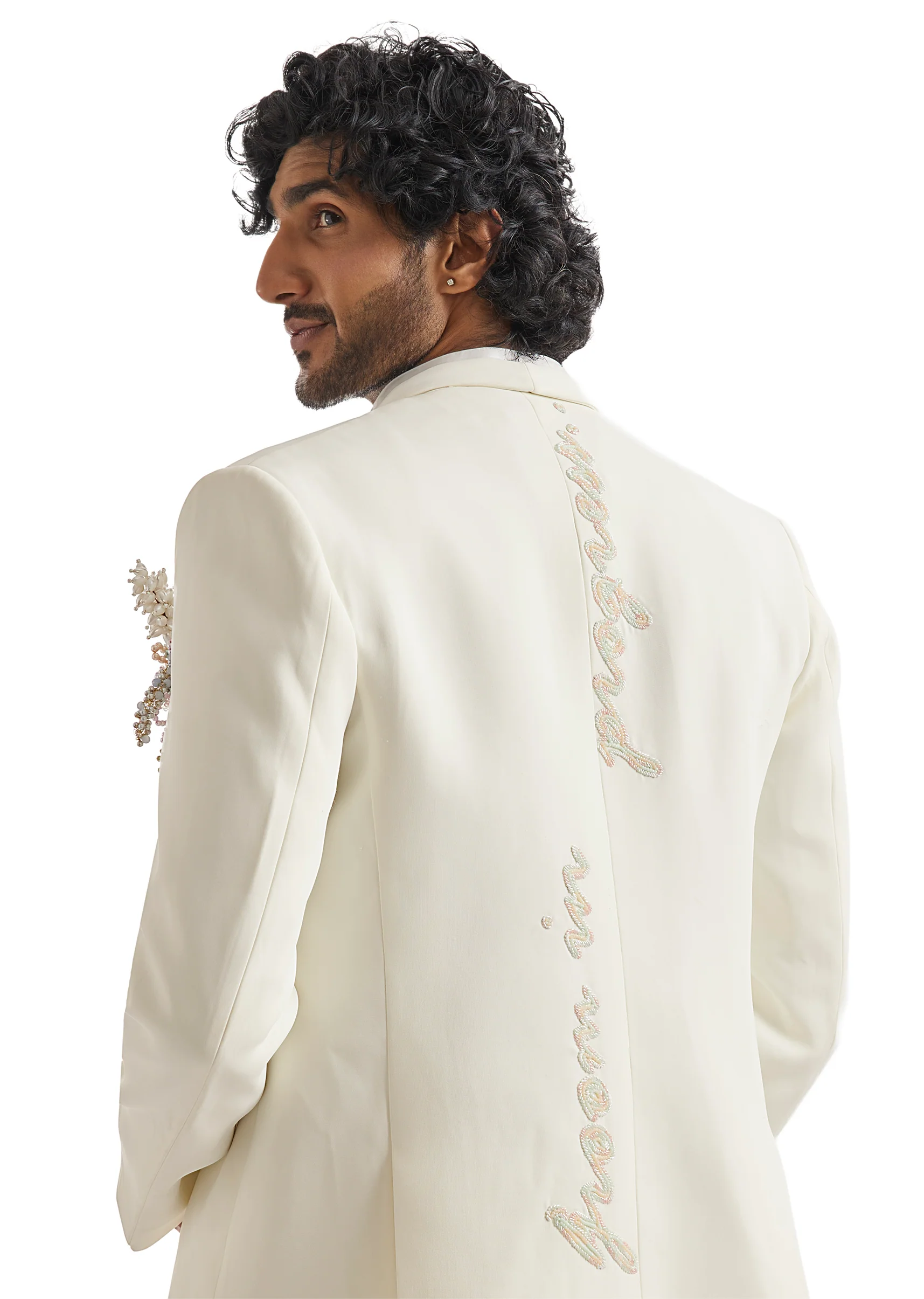 Midnight Blue & Ivory Duo — Lehenga For Her And Tuxedo For Him - Image 15