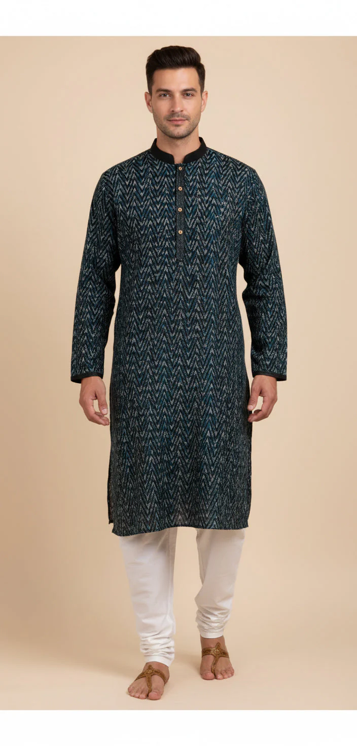 Midnight Blue Kurta Set - Image 2