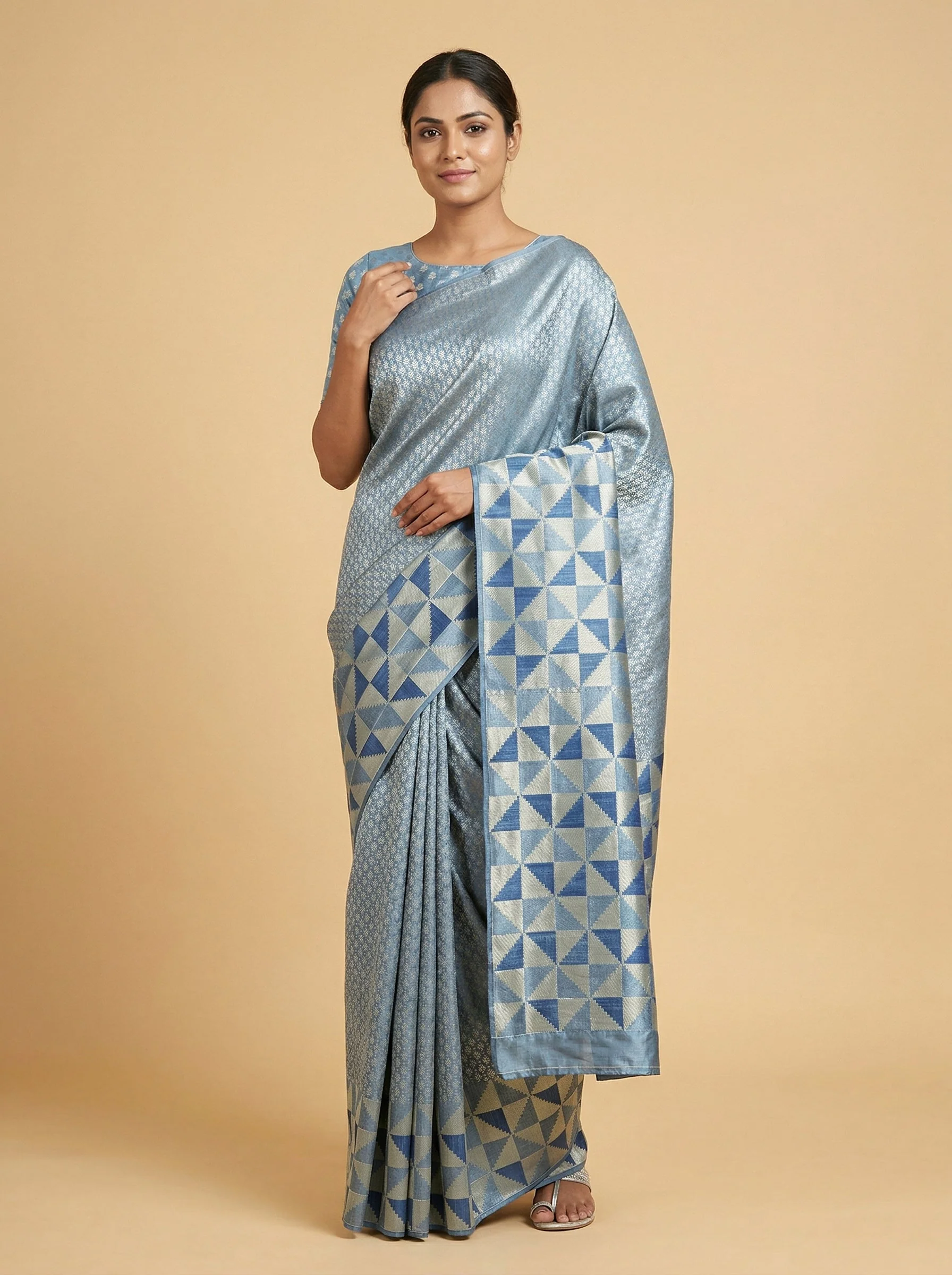 Midnight Navy Blue Handloom Saree