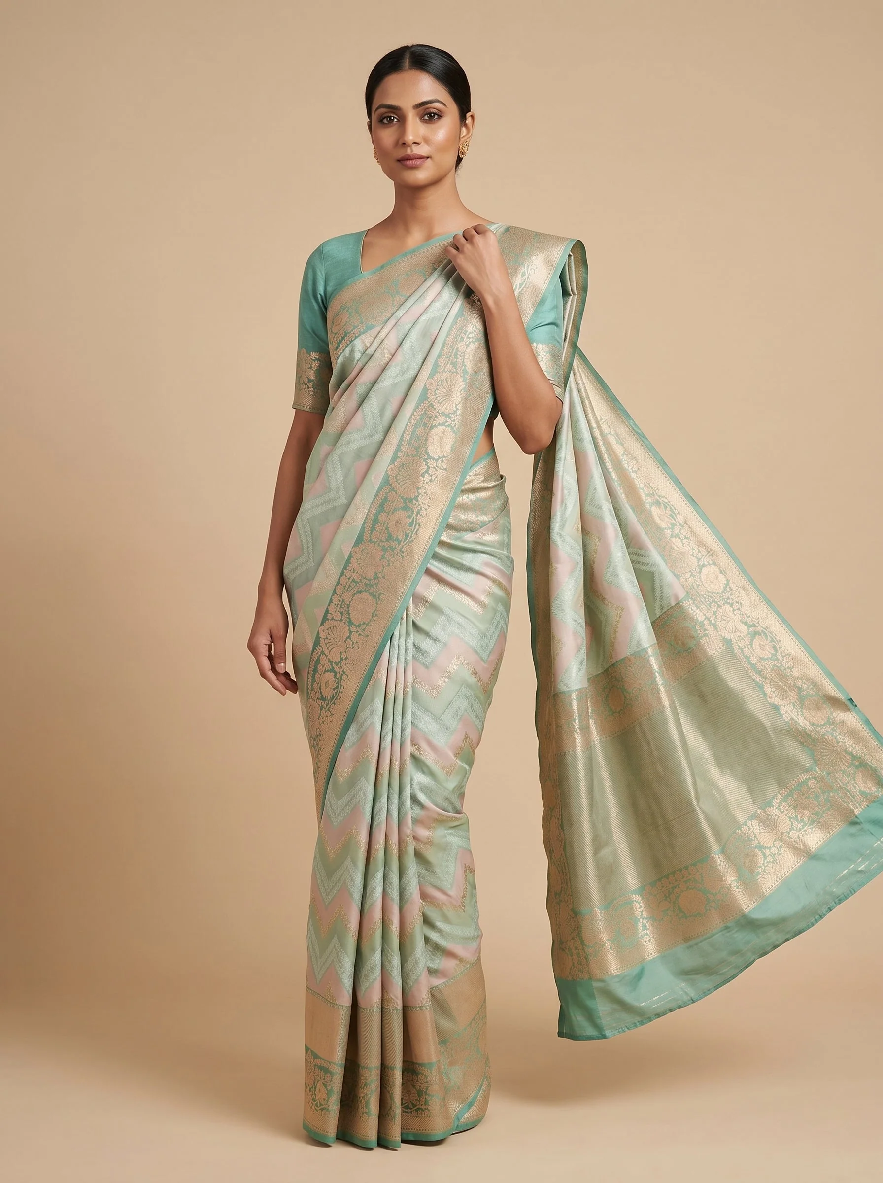 Mint Green Light Drape Handloom Saree