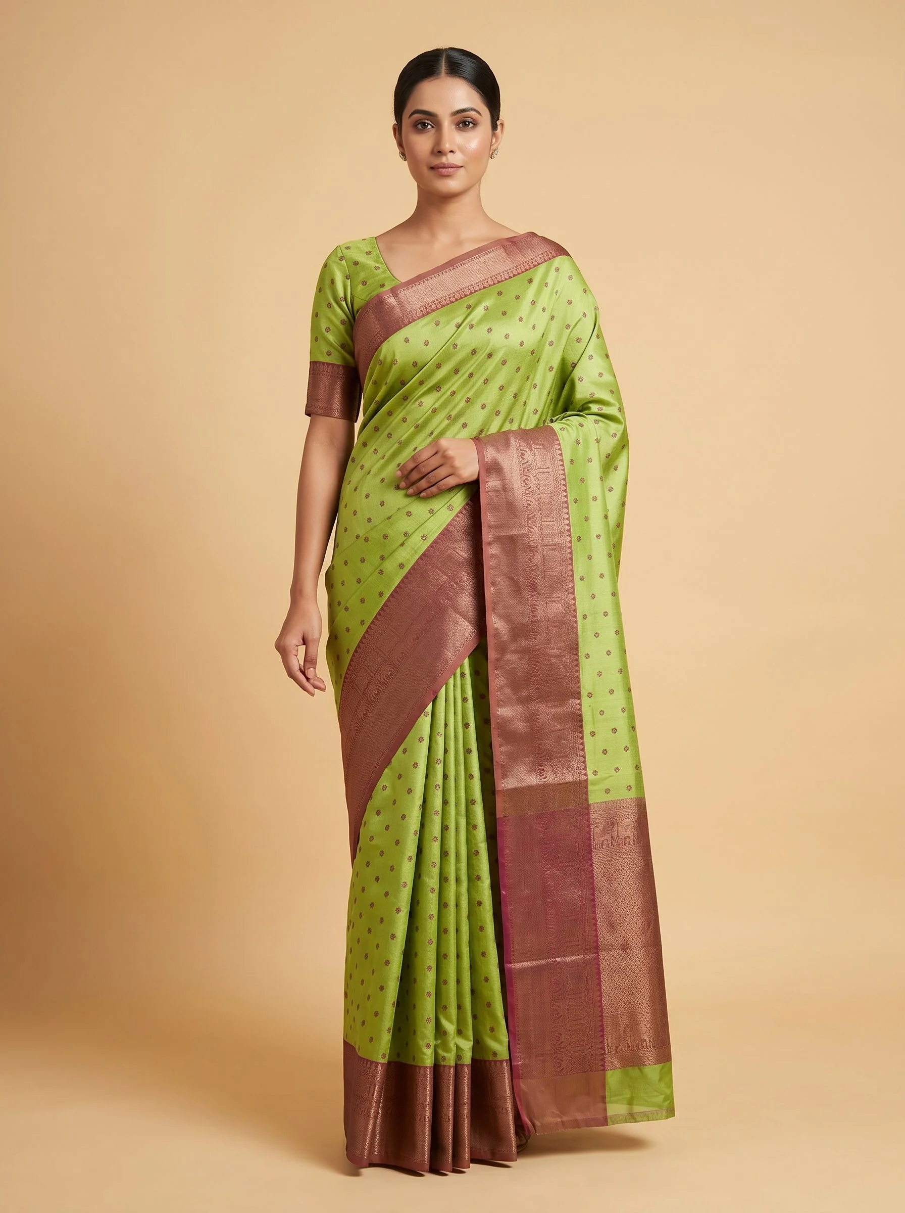 Mint Pista Heritage Handloom Saree