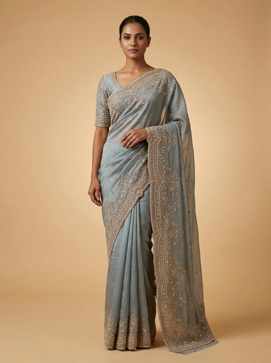 Mist Grey Understated Elegance Saree