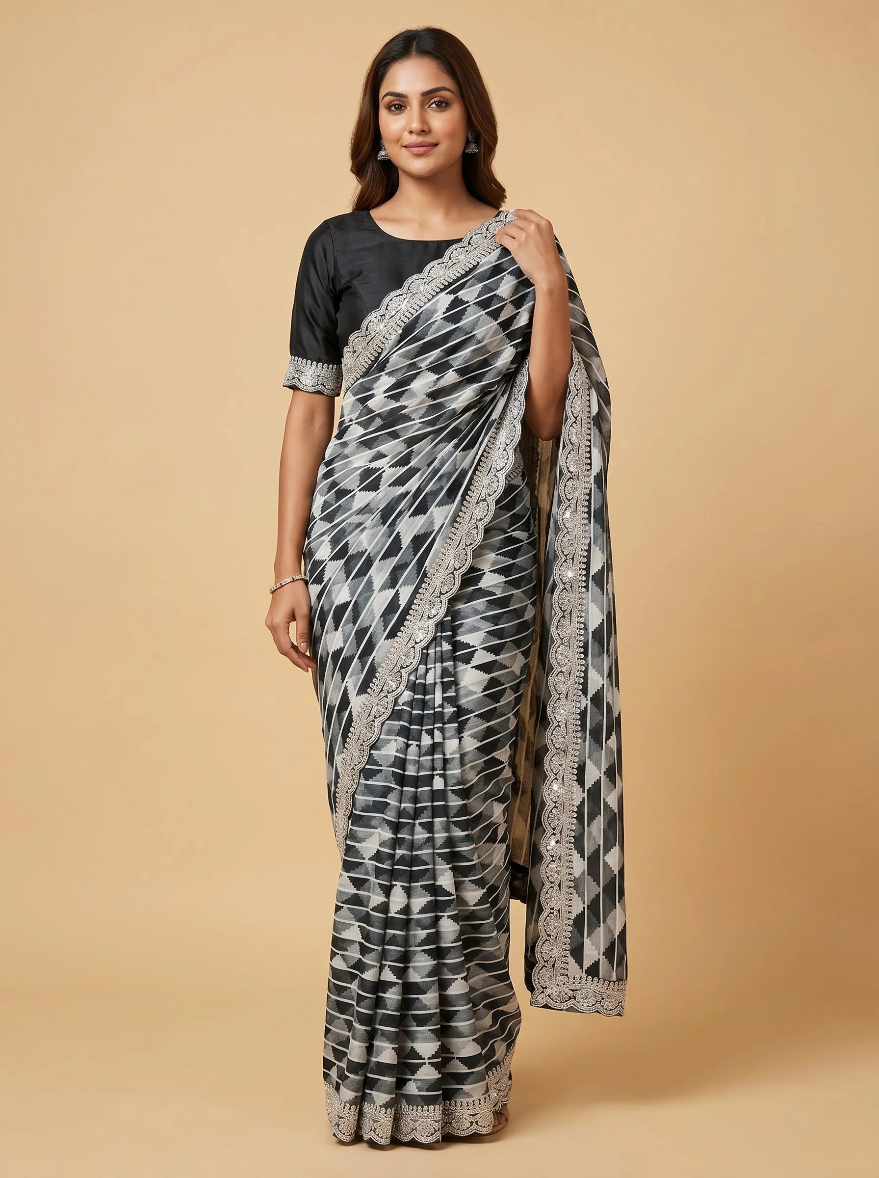 Monochrome Fusion Charm Saree