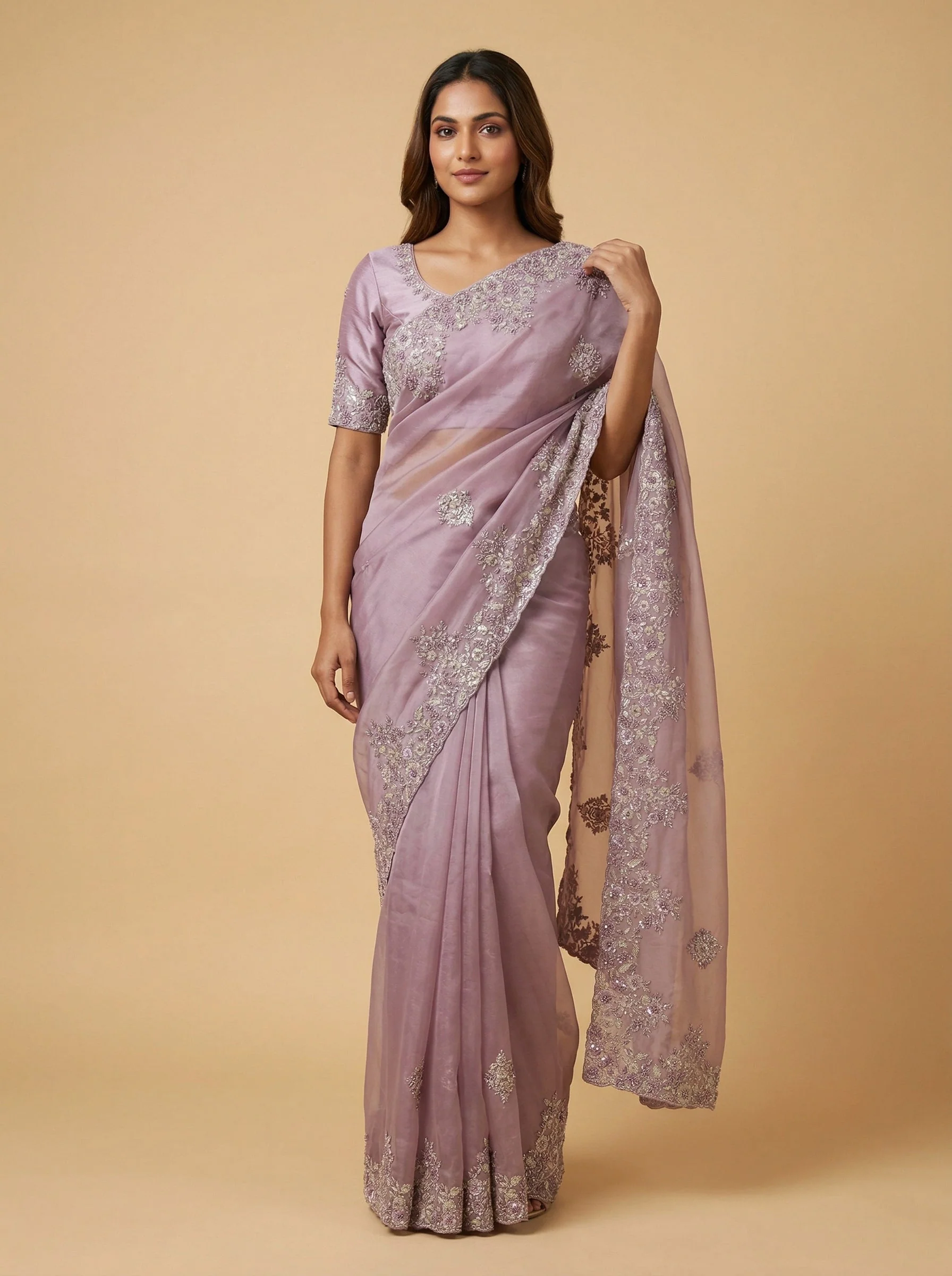 Moonrise Lavender Embroidered Saree