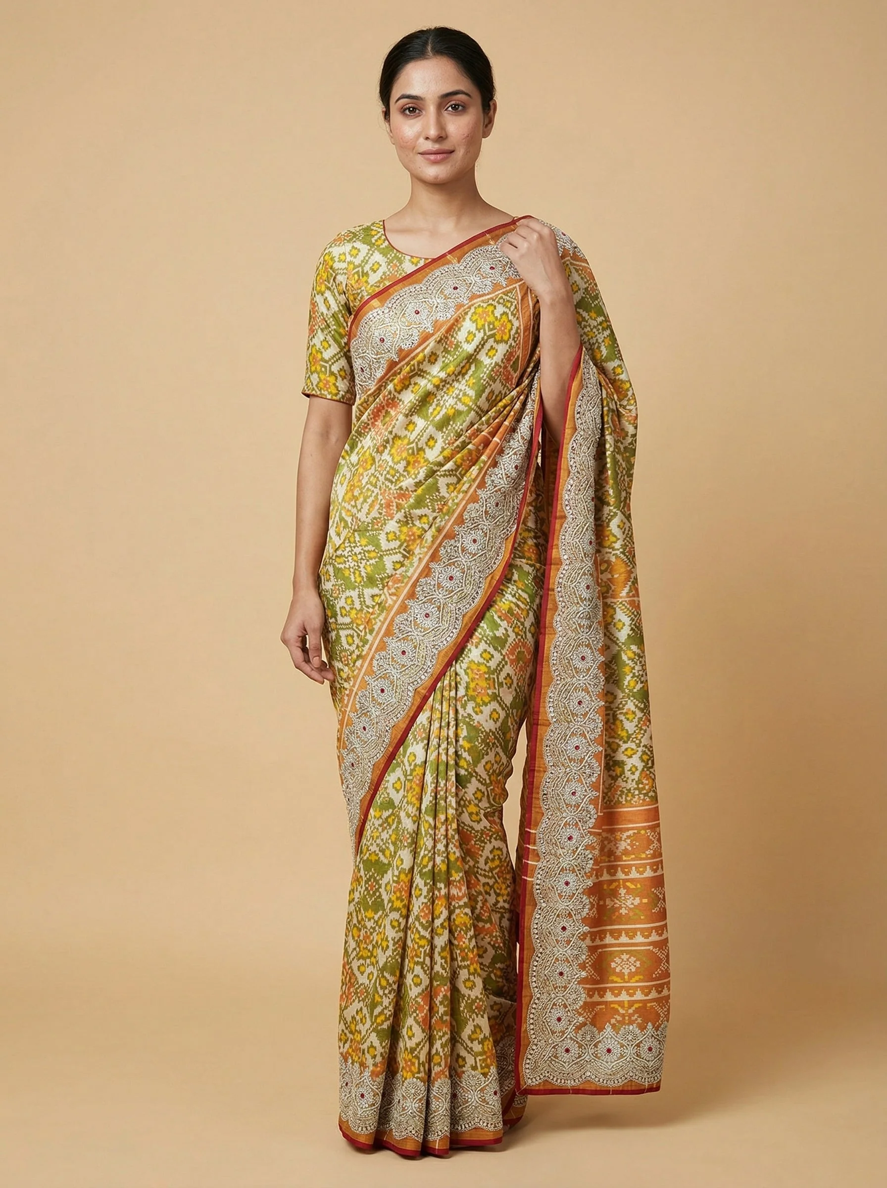 Mosaic Multicolour Embroidered Saree