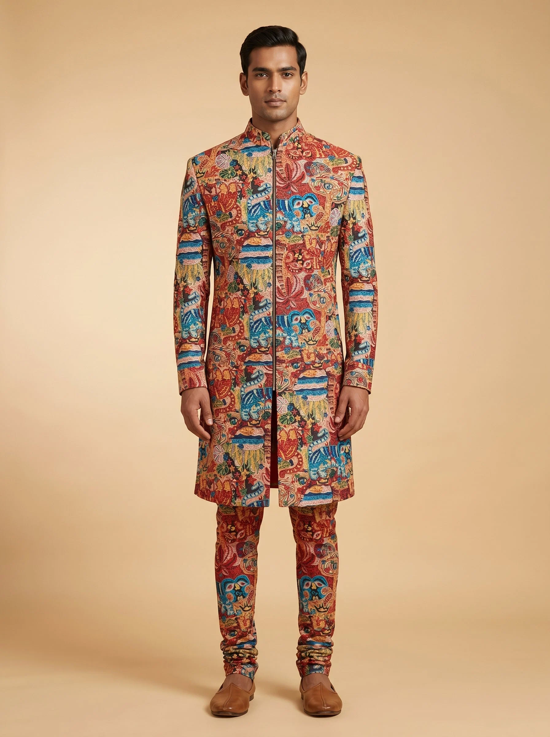 Multi Color Printed Jodhpuri Set
