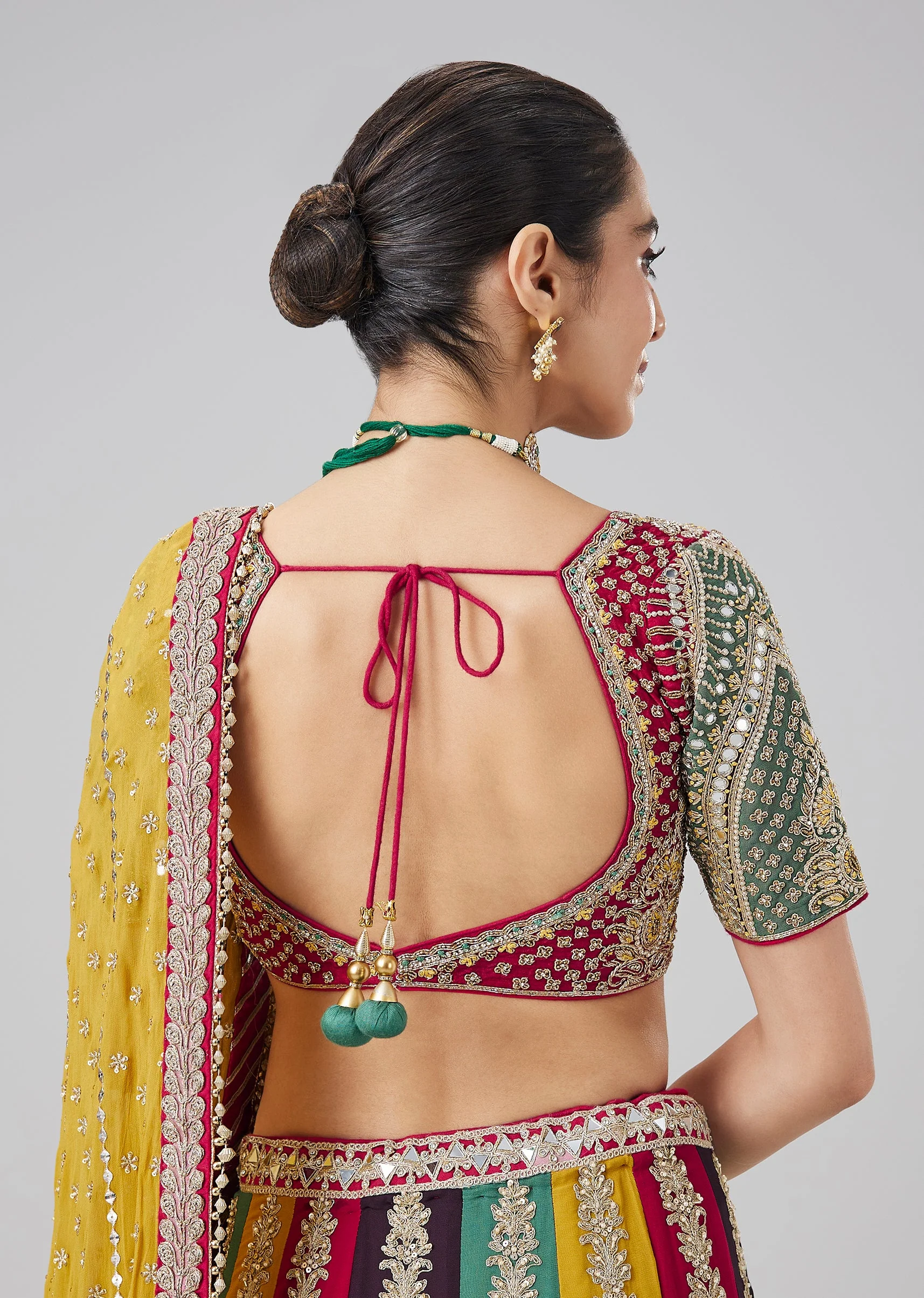 Multi Coloured Embroidered Kali Lehenga Set With Dupatta - Image 4