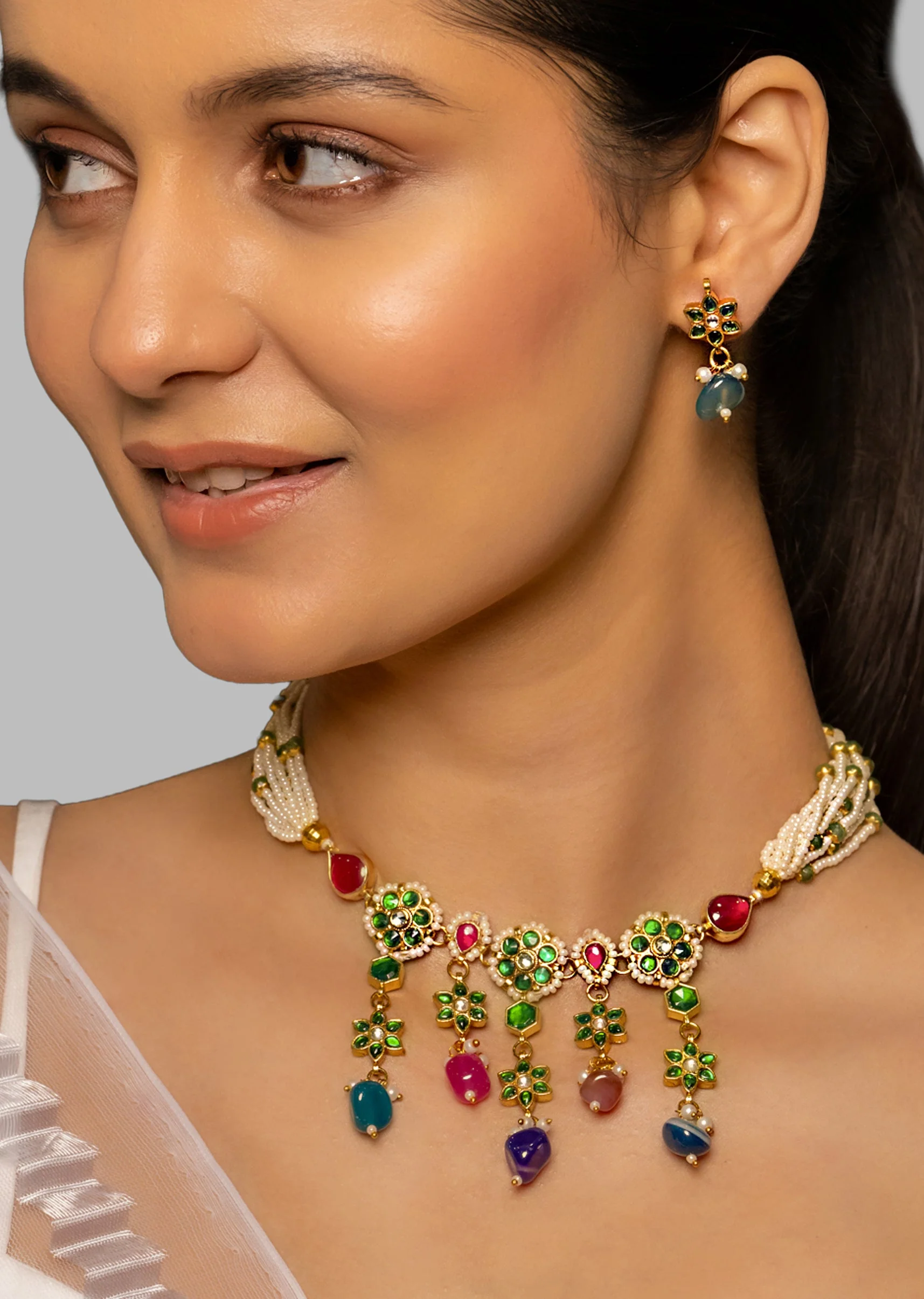 Multi Coloured Kundan Choker Set