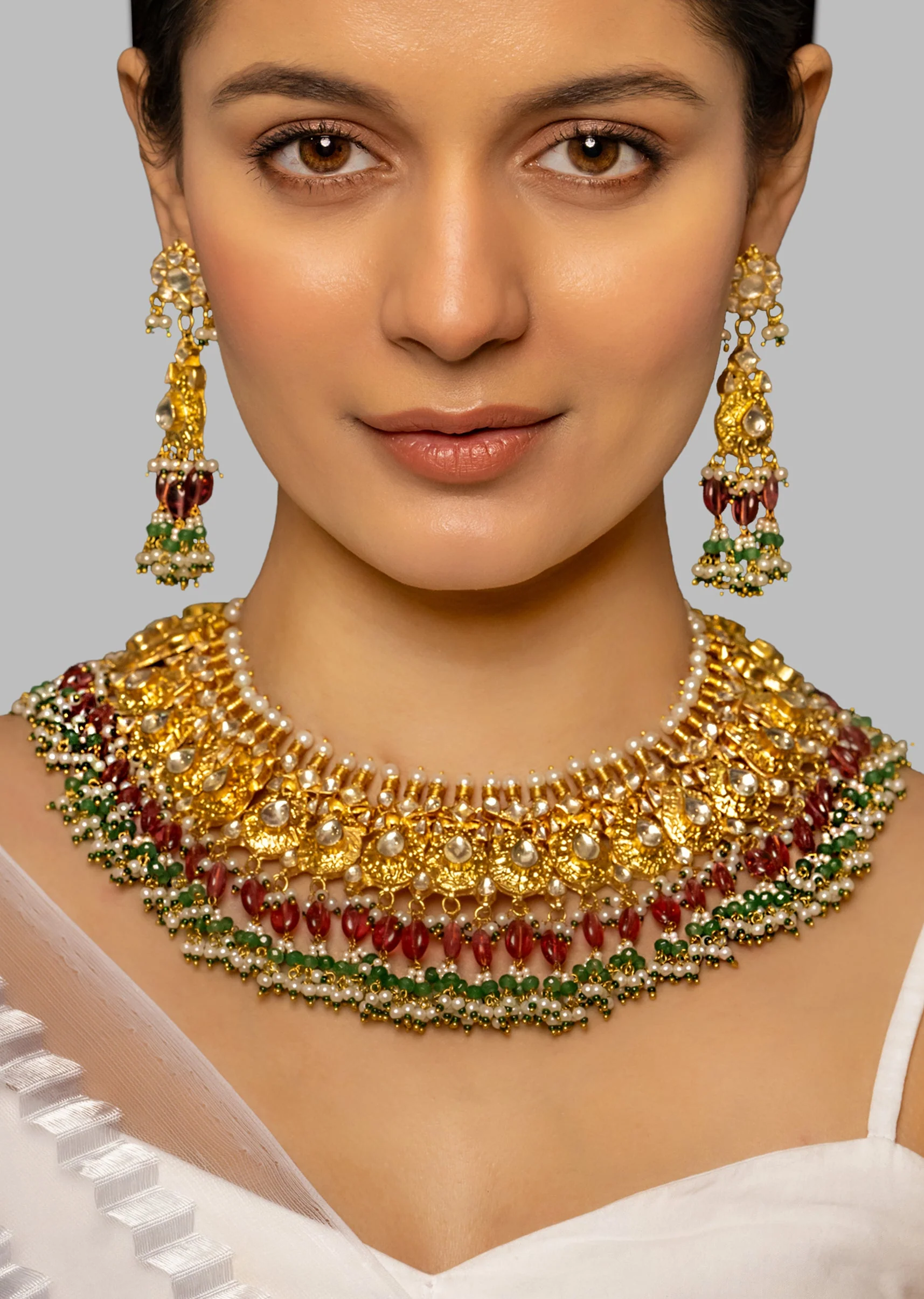 Multi Coloured Kundan Necklace Set - Image 2