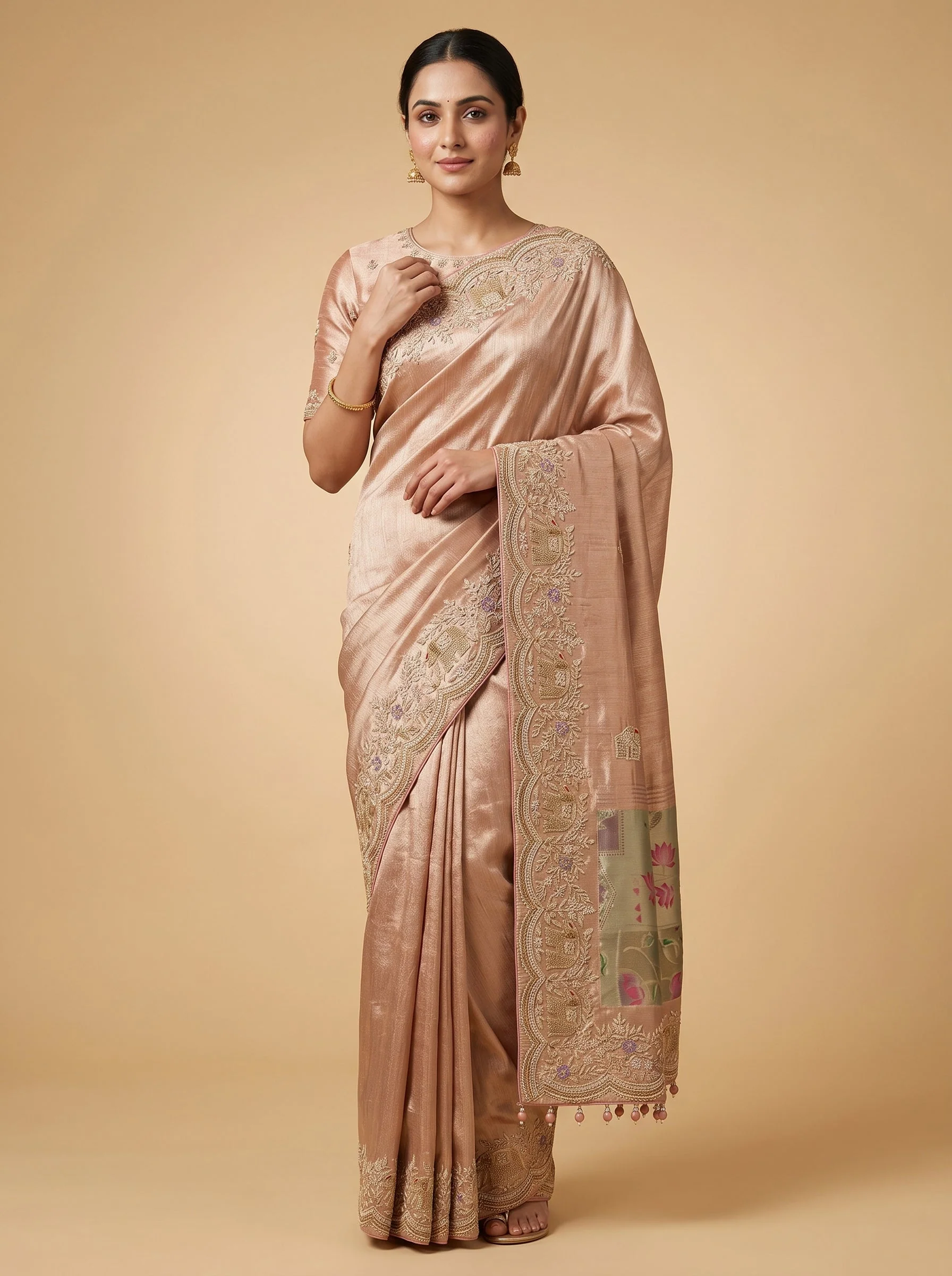 Multi Gold Embroidered Saree