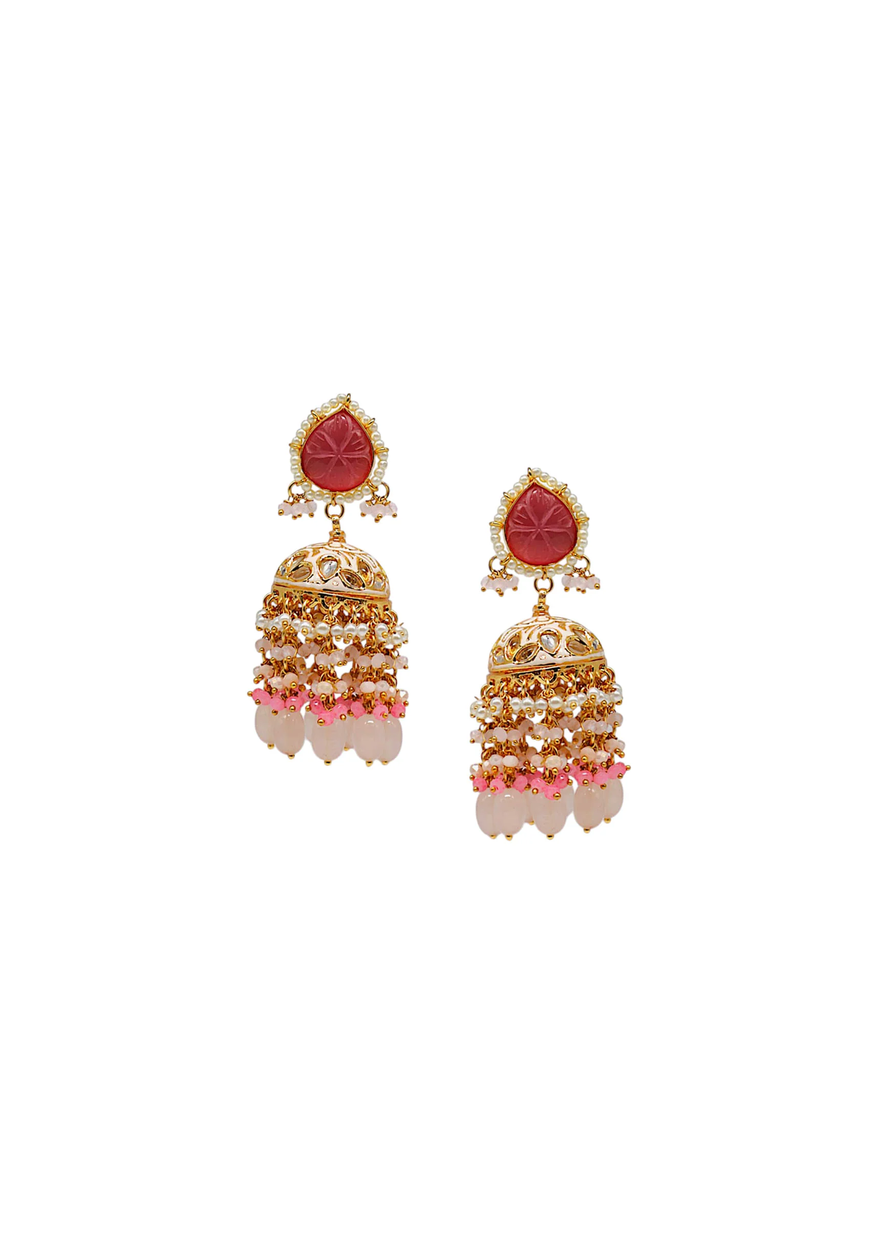Multi Kundan Bead Drop Danglers - Image 2