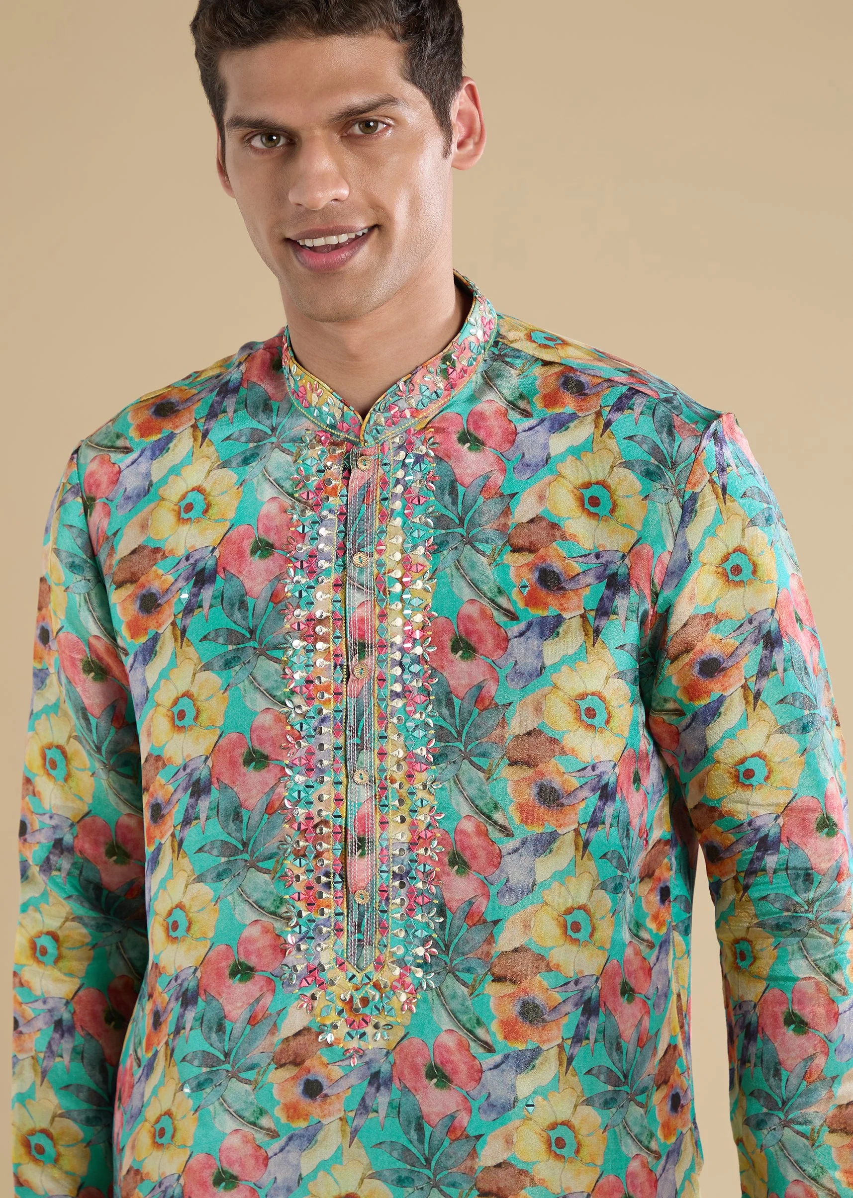 Multi Mirror Embellished Kurta Set