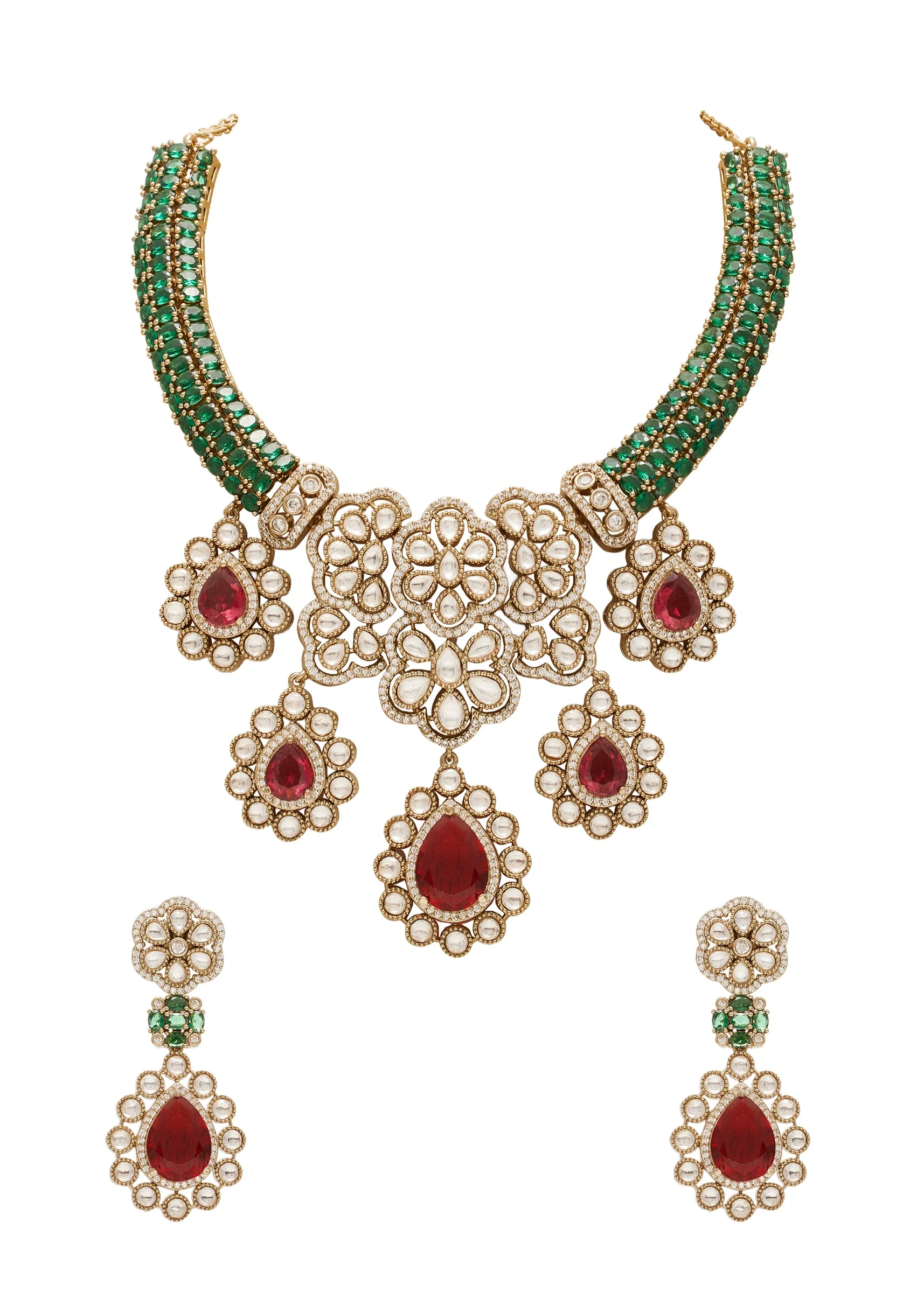 Multi-Stone Bridal Necklace Set - Image 2