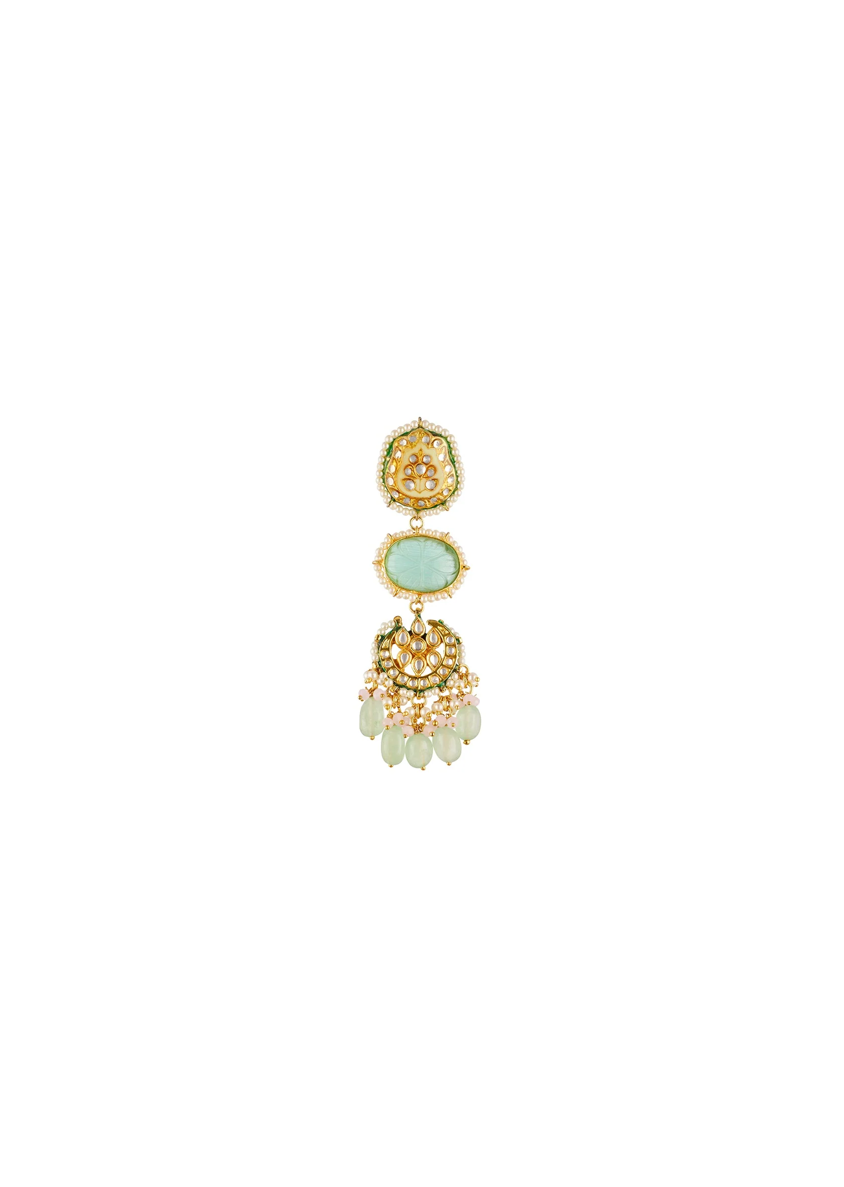 Multi Traditional Gold Kundan Polki Earrings with Stones - Image 3
