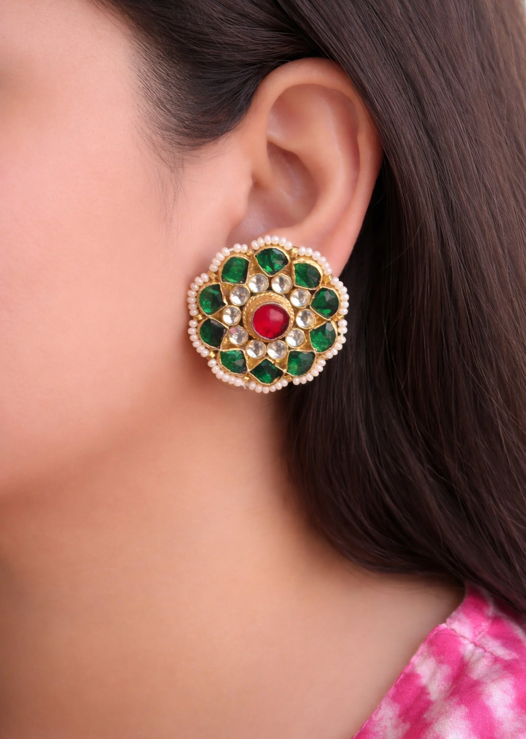 Multicolor Kundan Earrings