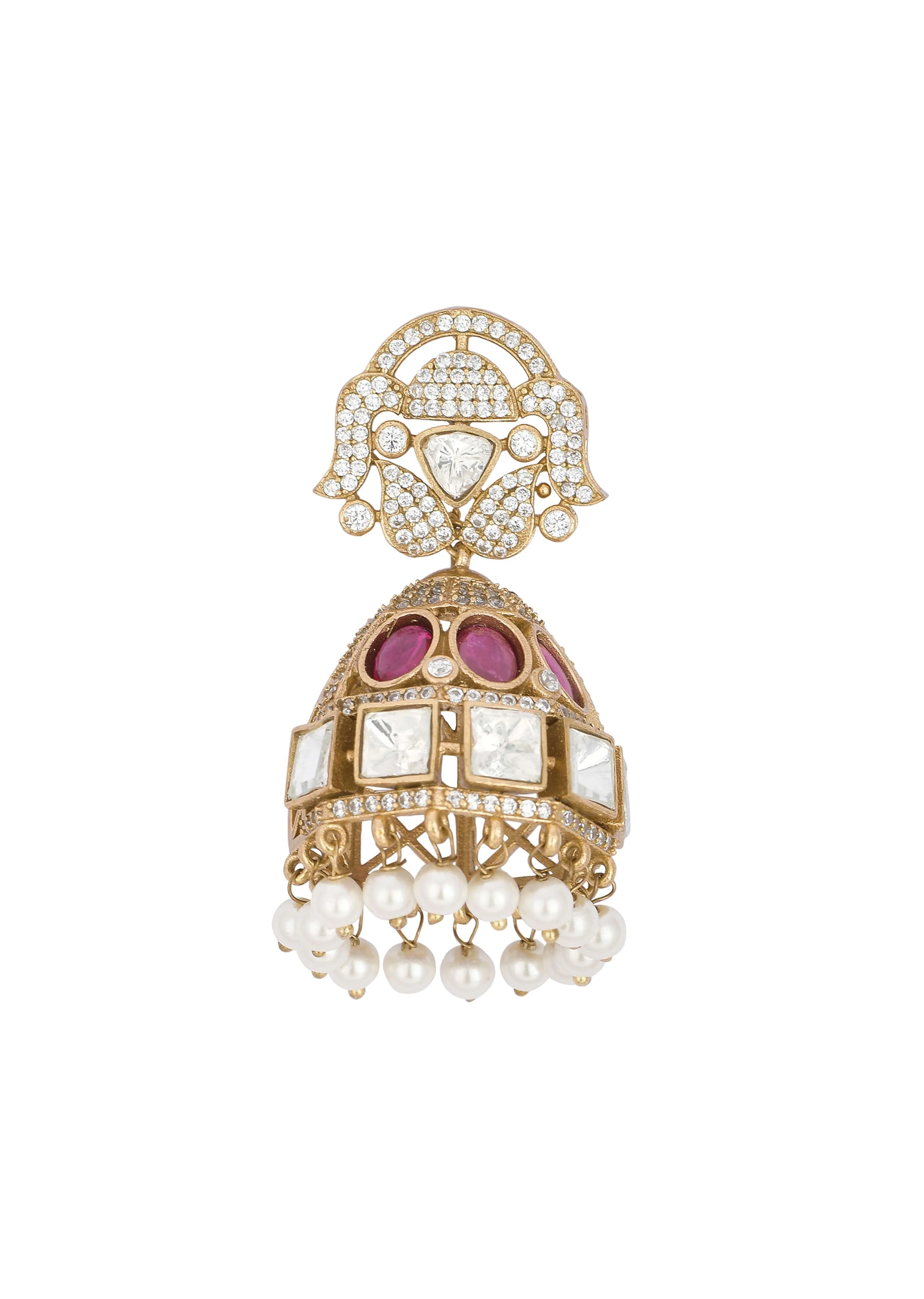 Multicolor Kundan Jhumka Studs - Image 4