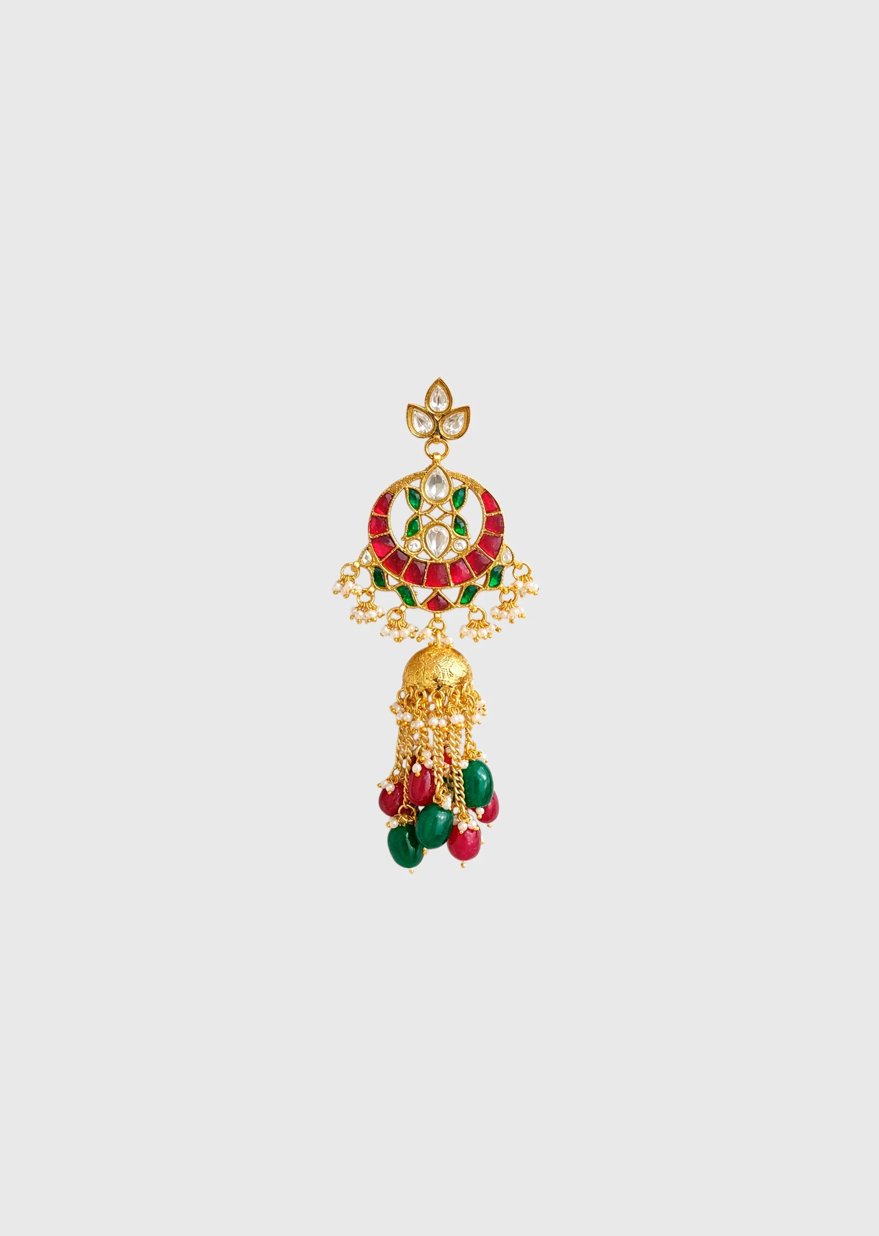 Multicolor Kundan Jhumki Earrings - Image 3
