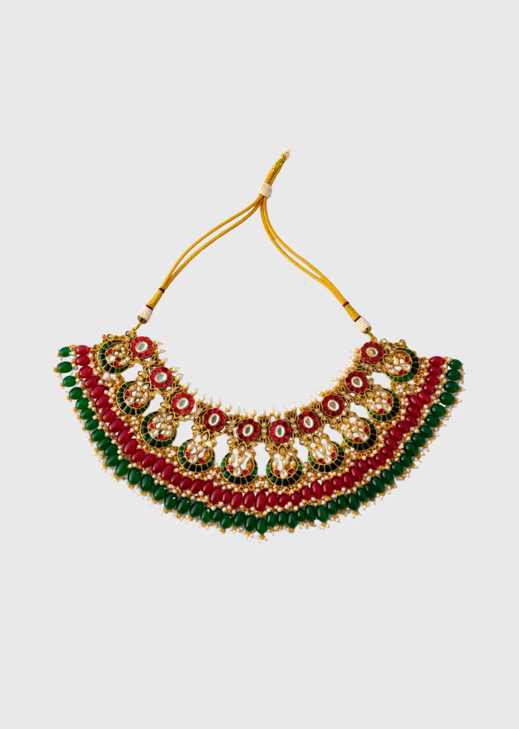 Multicolor Kundan Necklace Set - Image 2