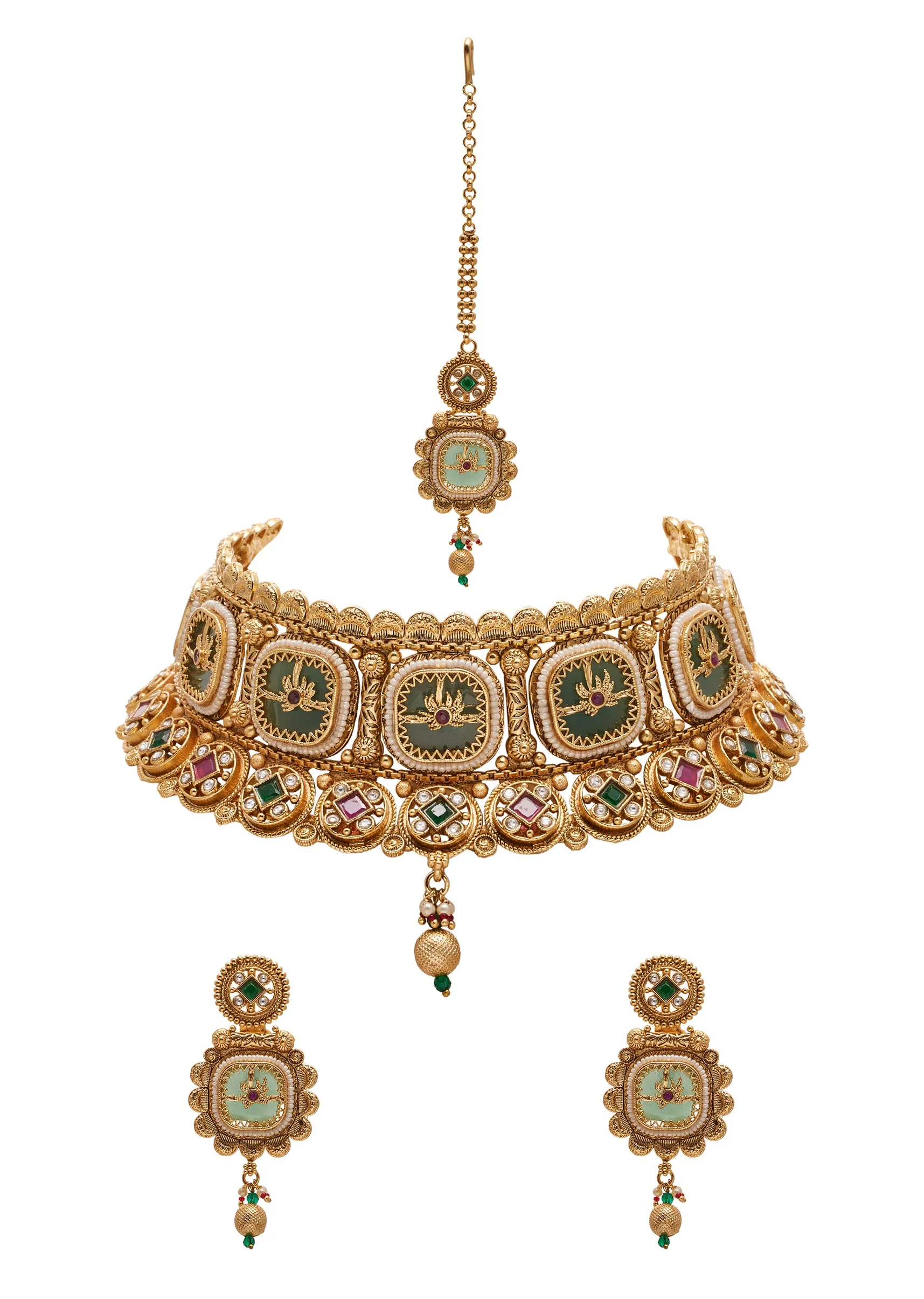 Multicolor Kundan Statement Choker Set