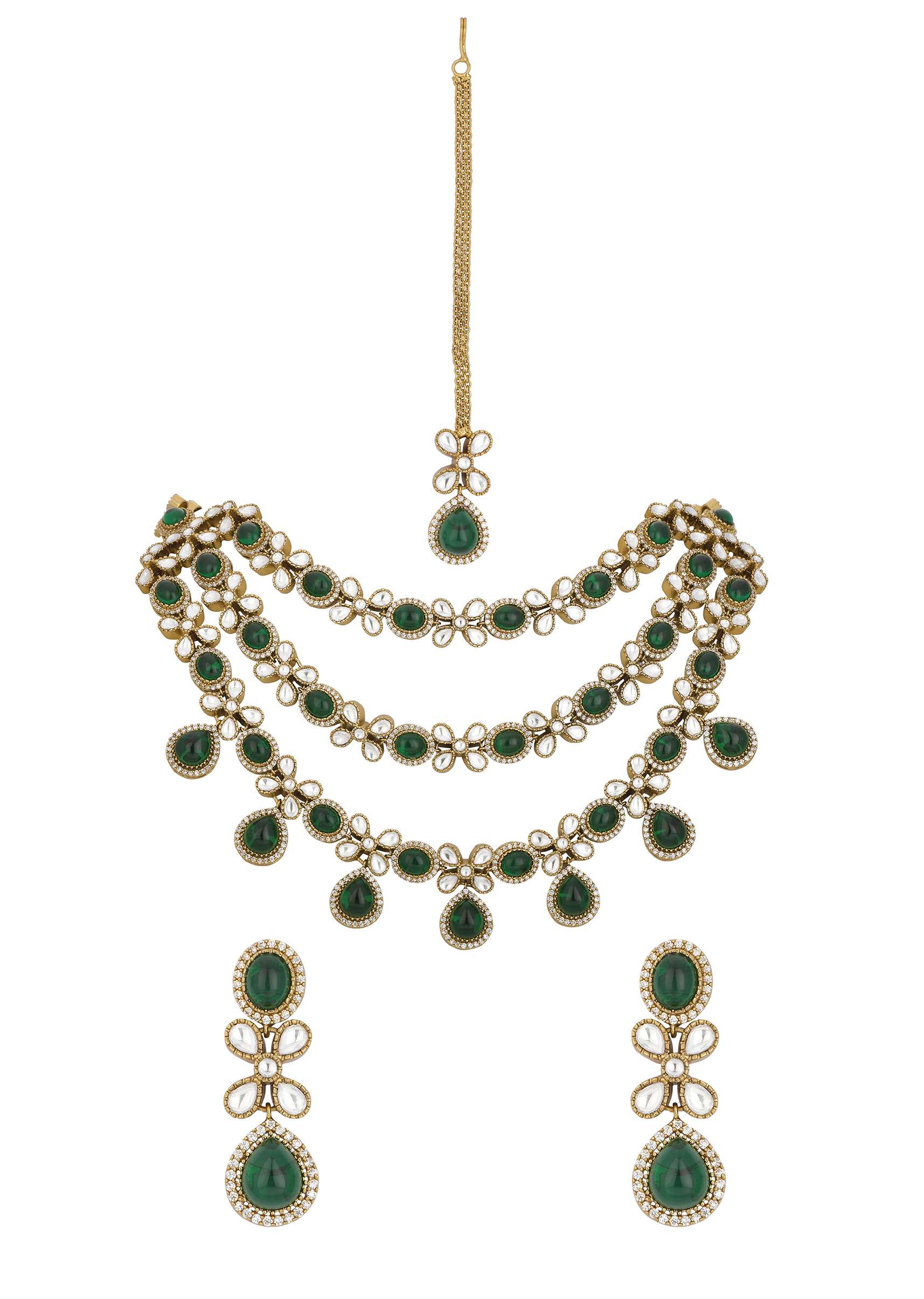 Multicolor Layered Necklace Set With Teardrops - Image 5