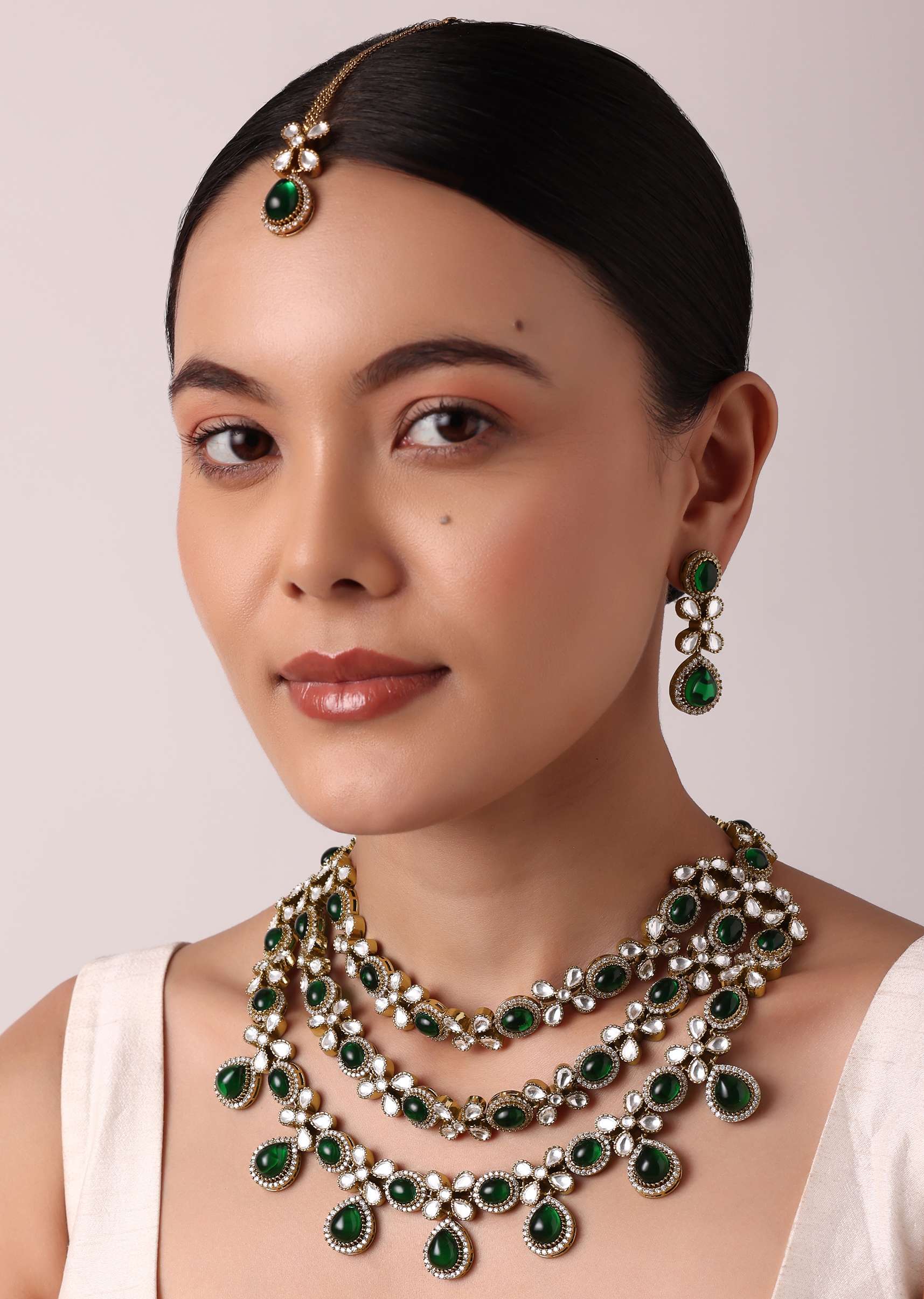 Multicolor Layered Necklace Set With Teardrops - Image 9