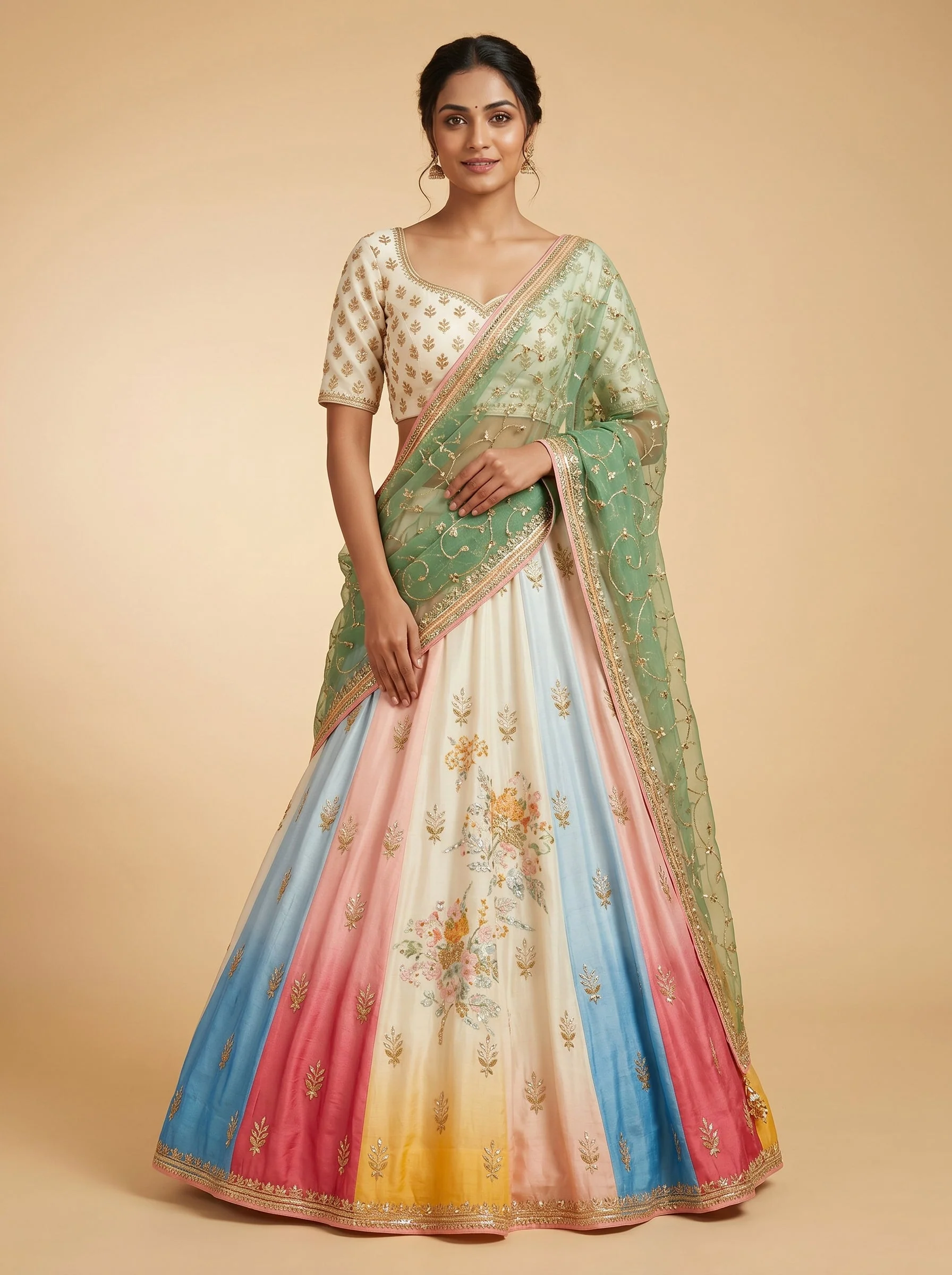 Multicolor Print Lehenga