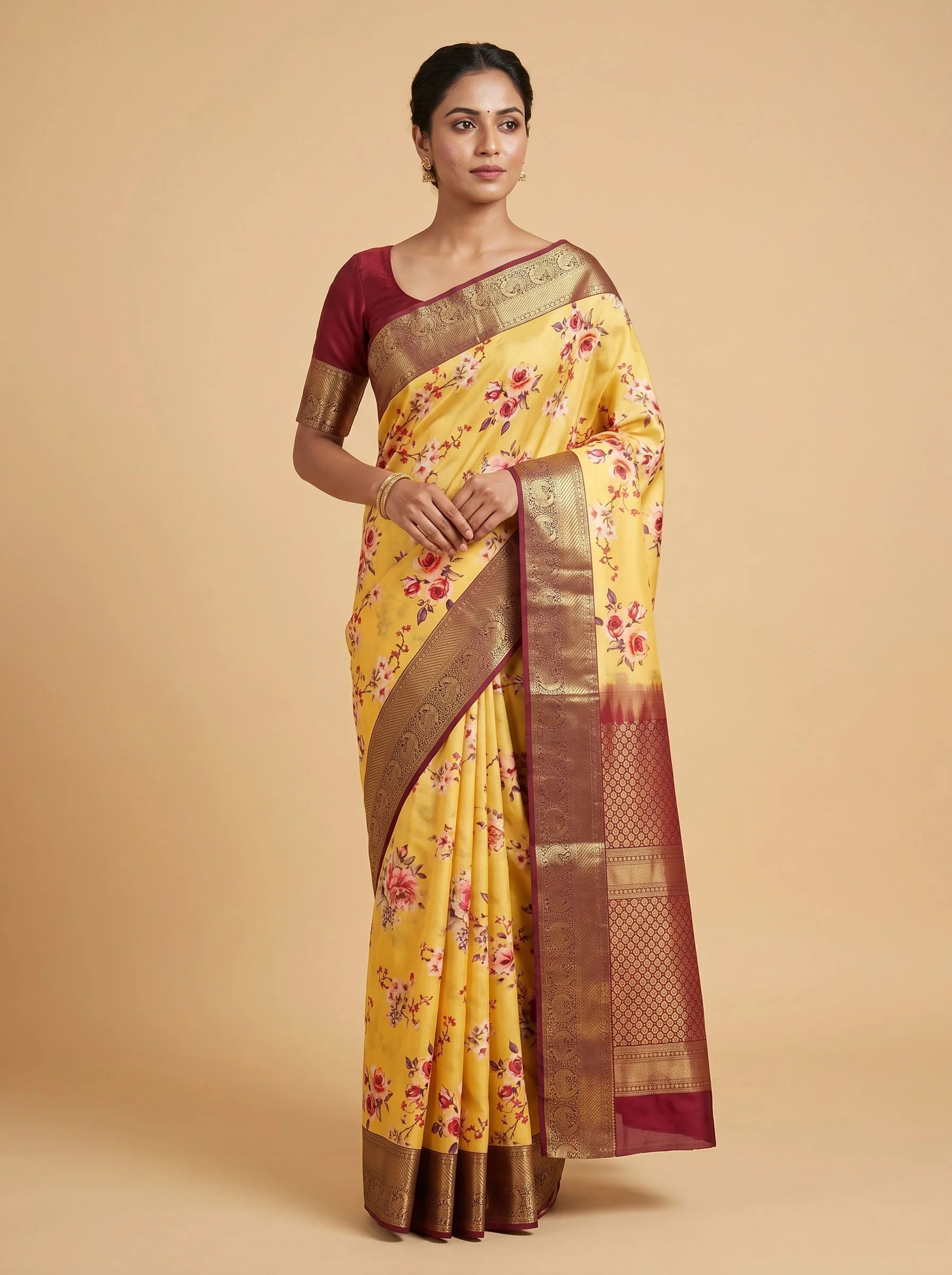 Mustard Contemporary Printed Saree