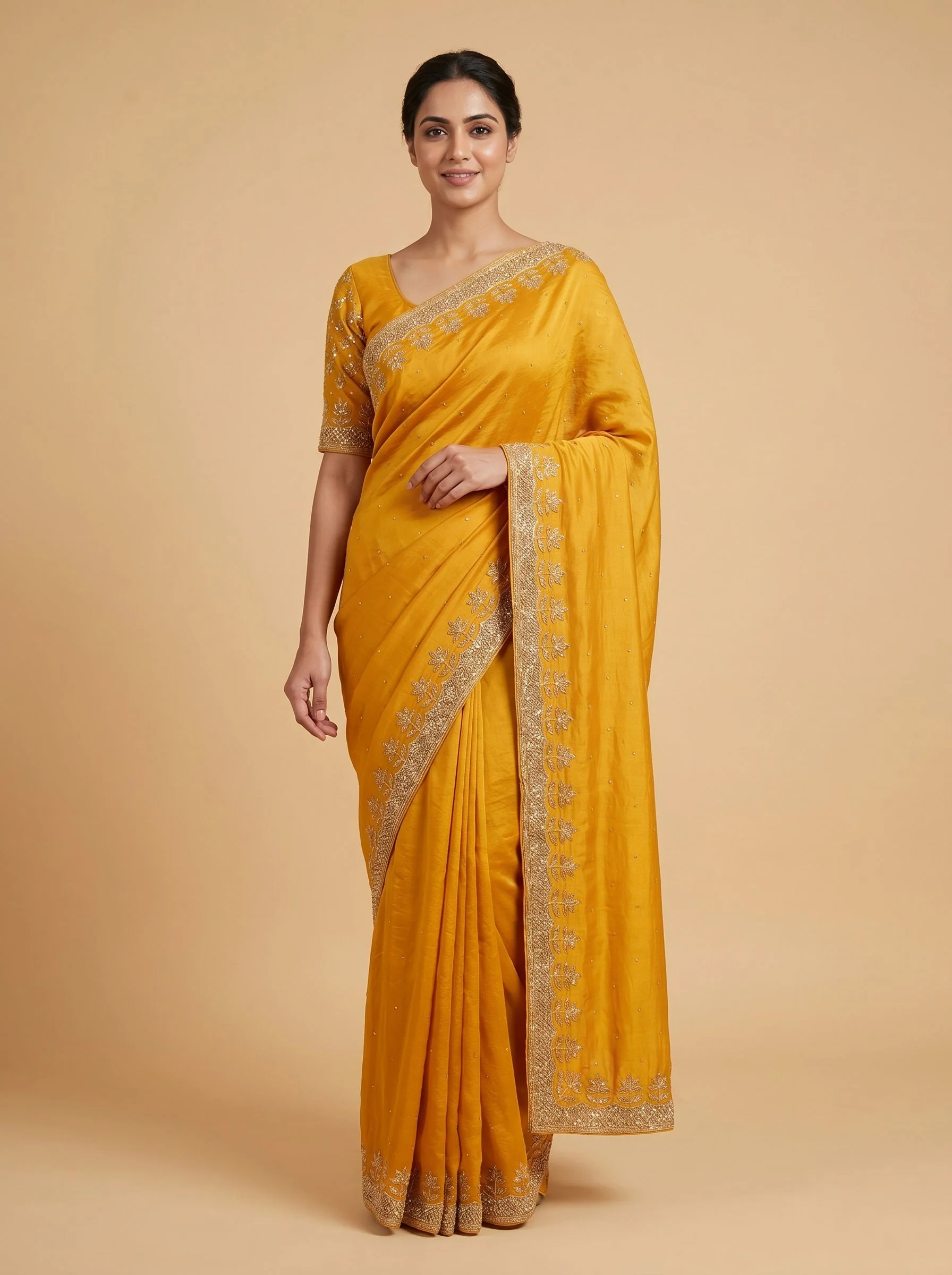 Mustard Glow Charm Saree
