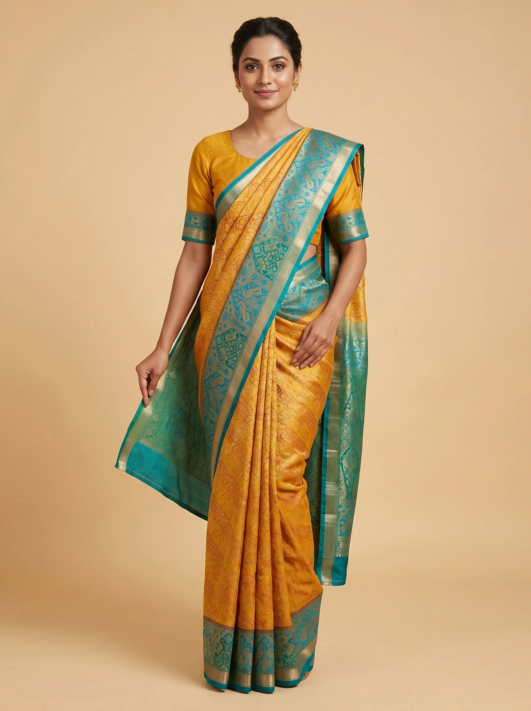 Mustard Glow Handloom Saree - Image 2