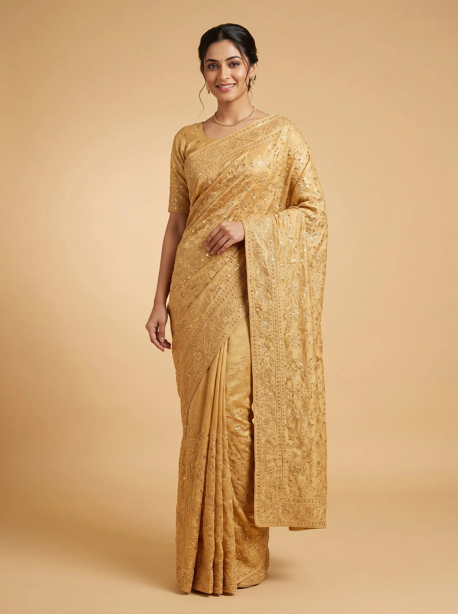 Mustard Shine Finish Saree