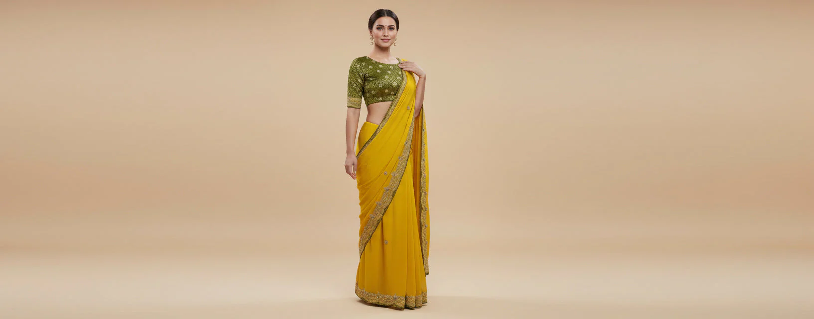 Mustard Sunny Embroidered Saree