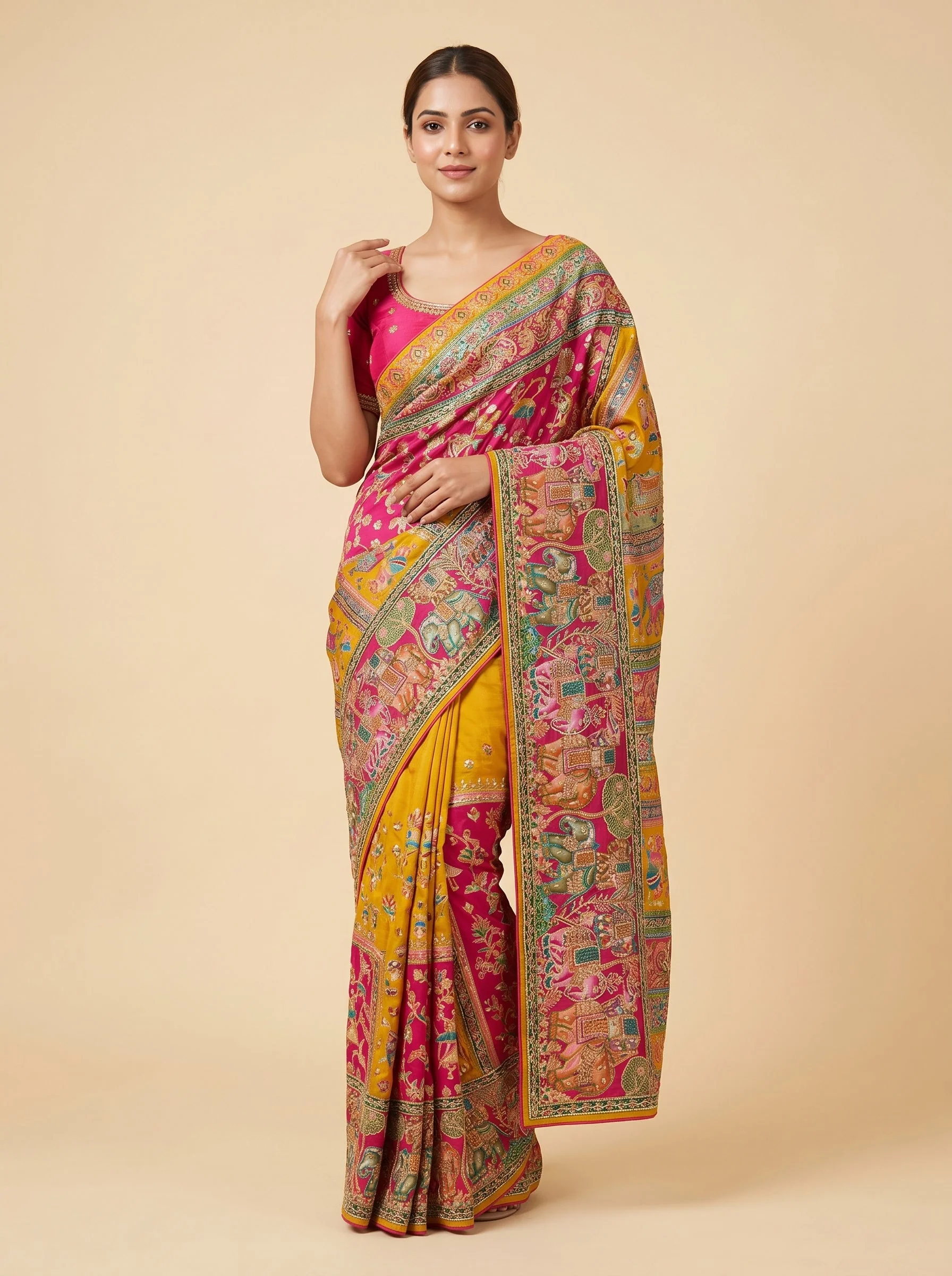 Mustard Warm Radiance Embroidered Saree