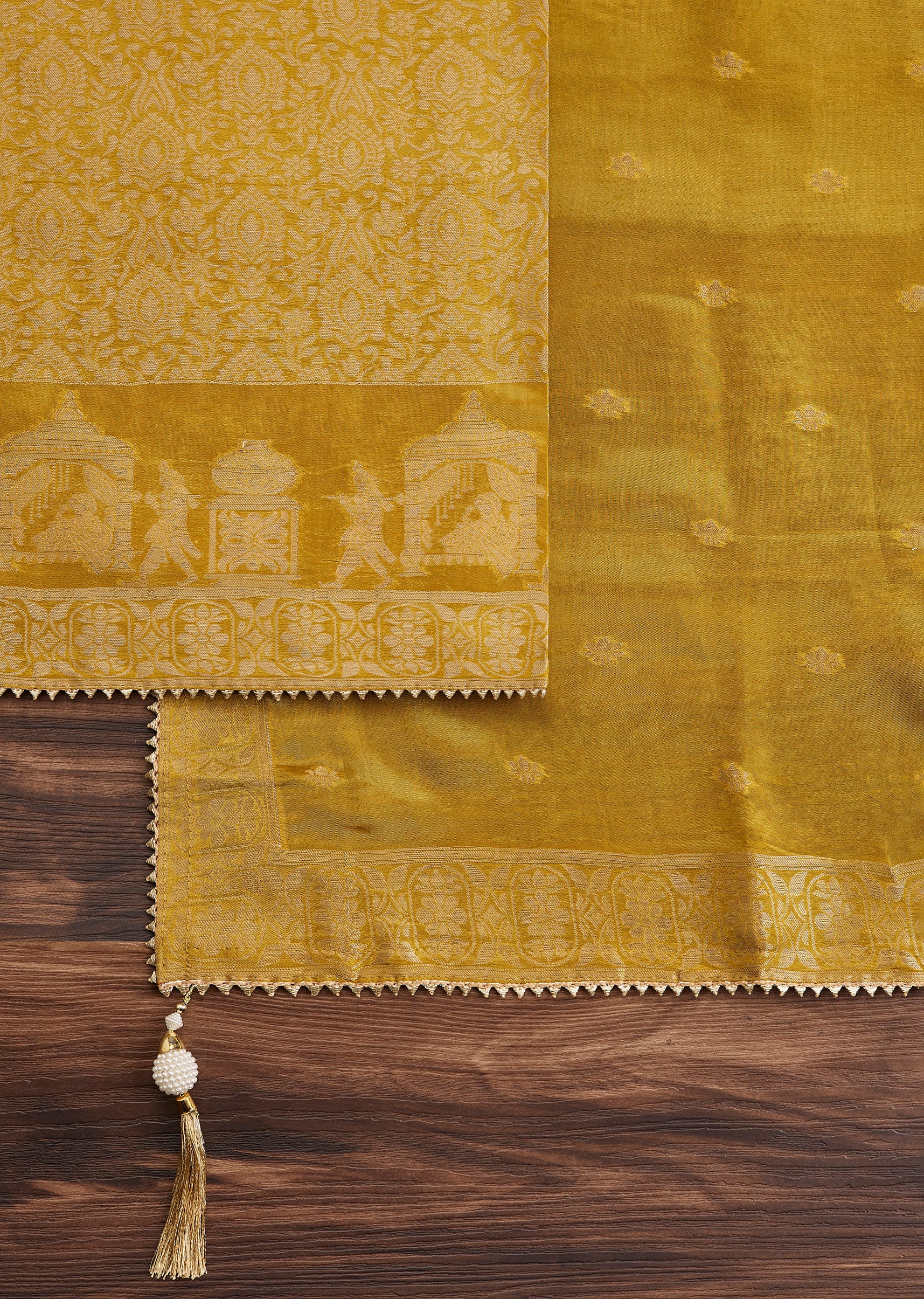 Mustard Yellow Brocade Suit - Image 2