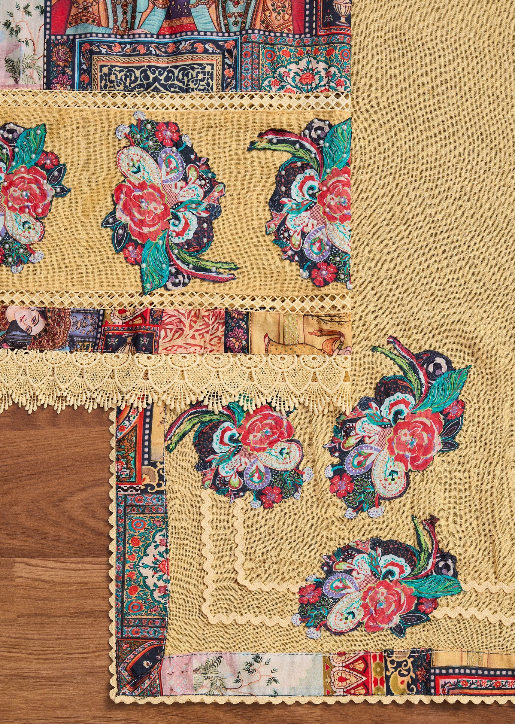 Mustard Yellow Cotton Unstitched Suit with Dupatta and Bottom Fabric - Image 3