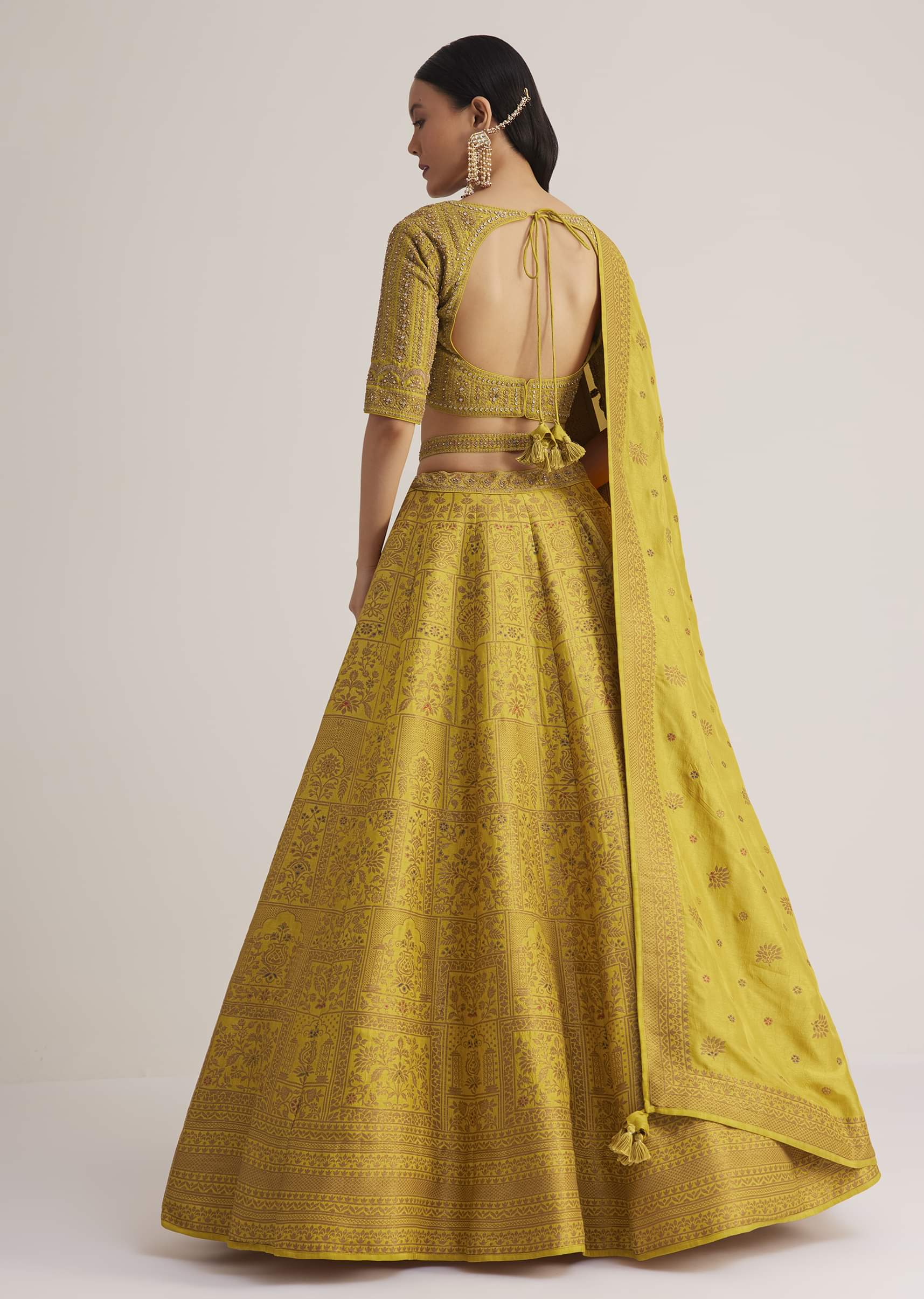 Mustard Yellow Embroidered Lehenga Set With Matching Dupatta - Image 5